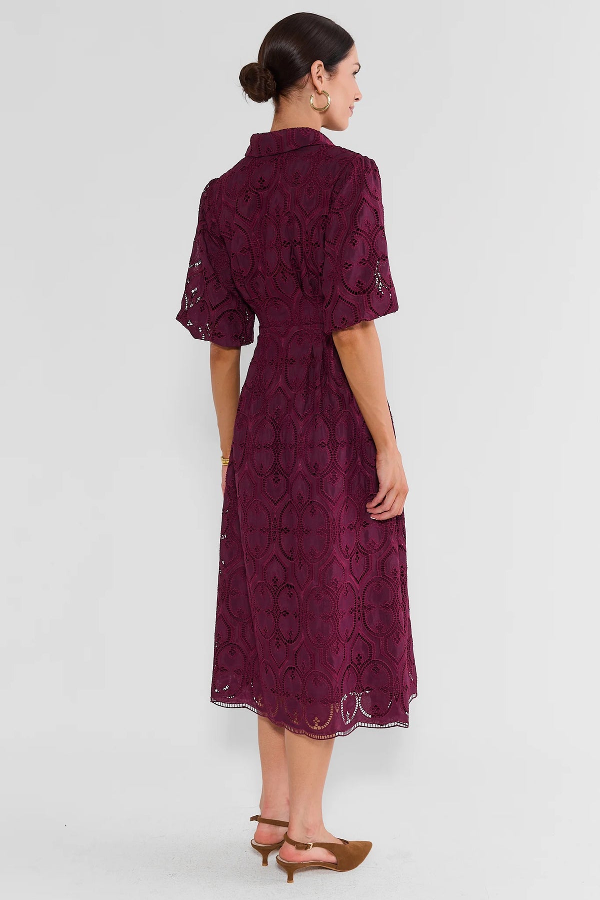 Plum Eyelet Overlay Maxi Dress