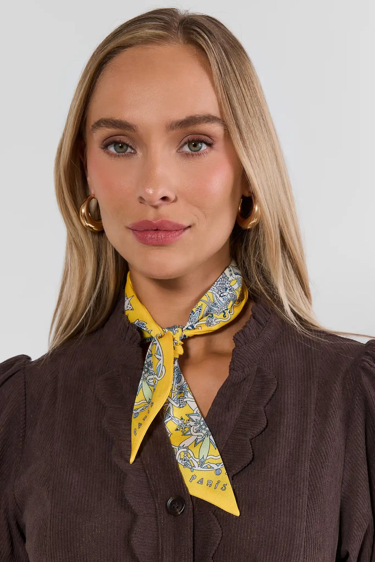 Yellow Printed Skinny Scarf