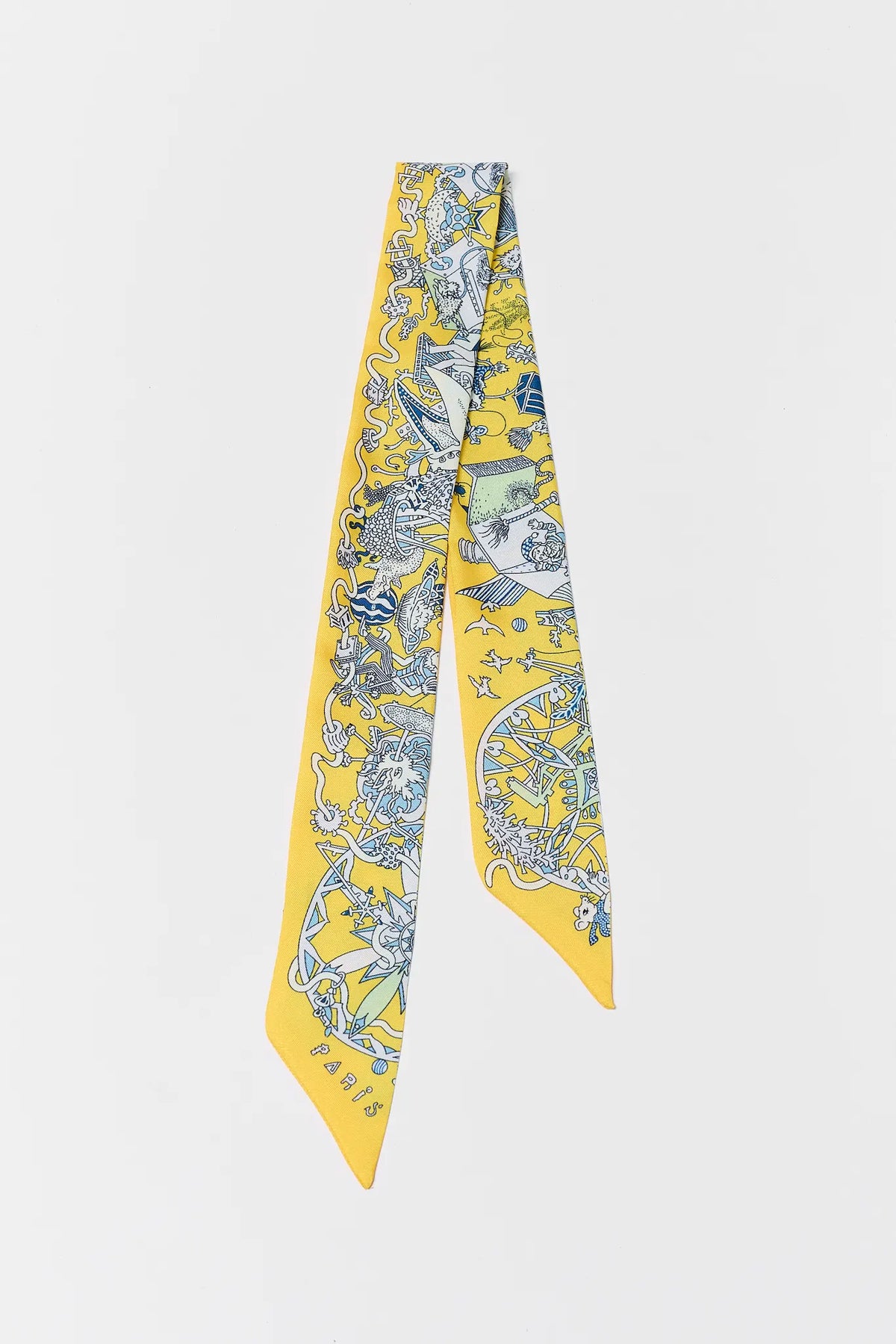 Yellow Printed Skinny Scarf