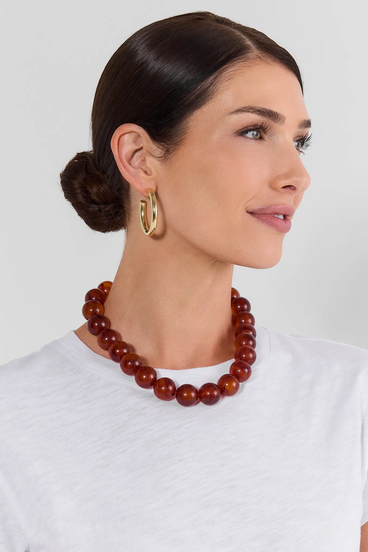 Brown Tortoise Chunky Beaded Necklace