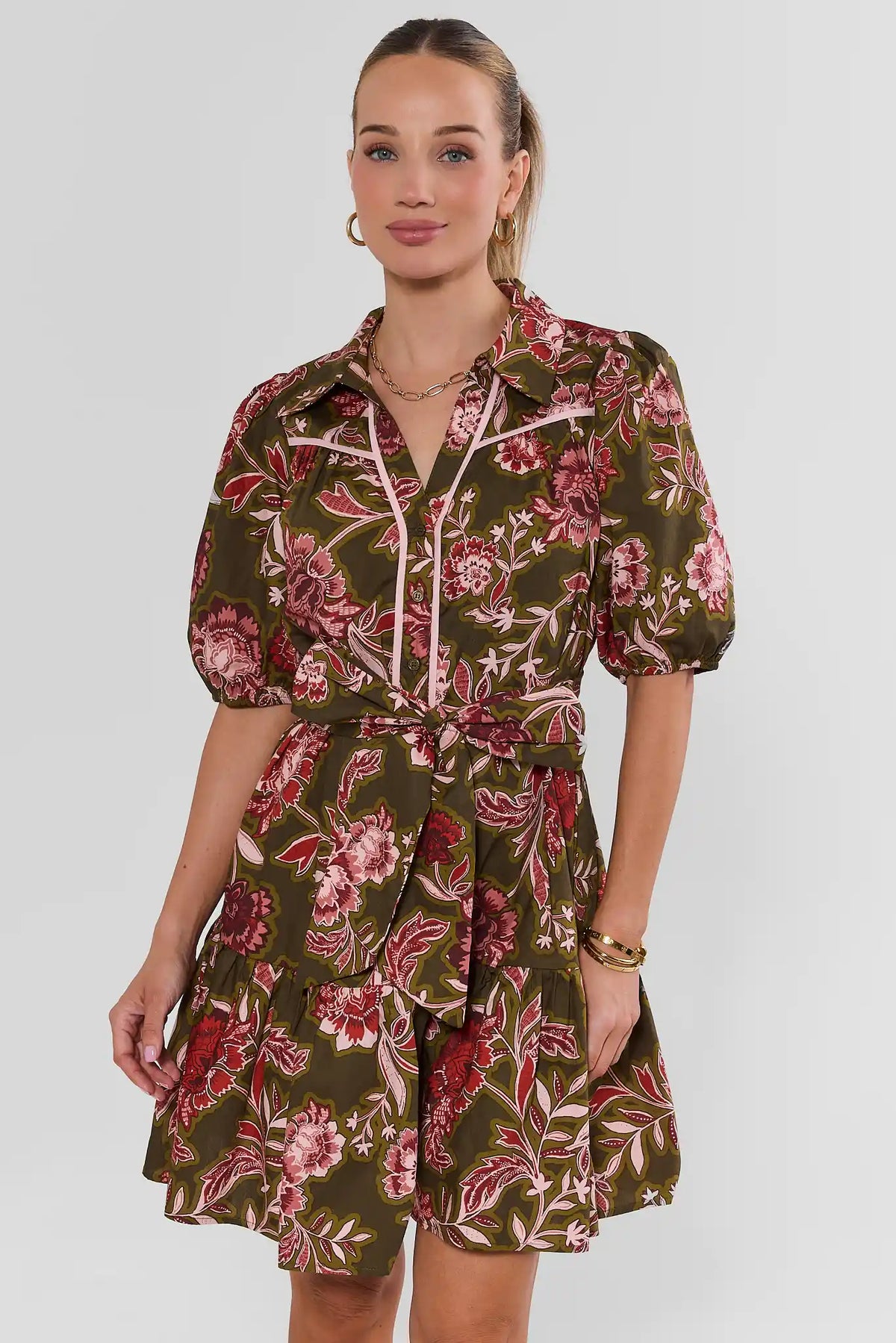 Karla Green Floral Print Short Dress
