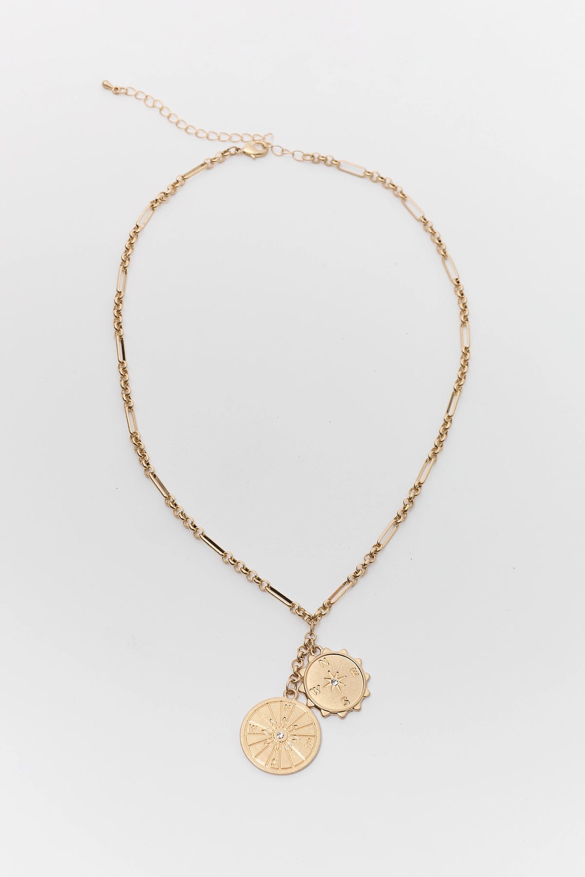 Gold Compass Charm Necklace