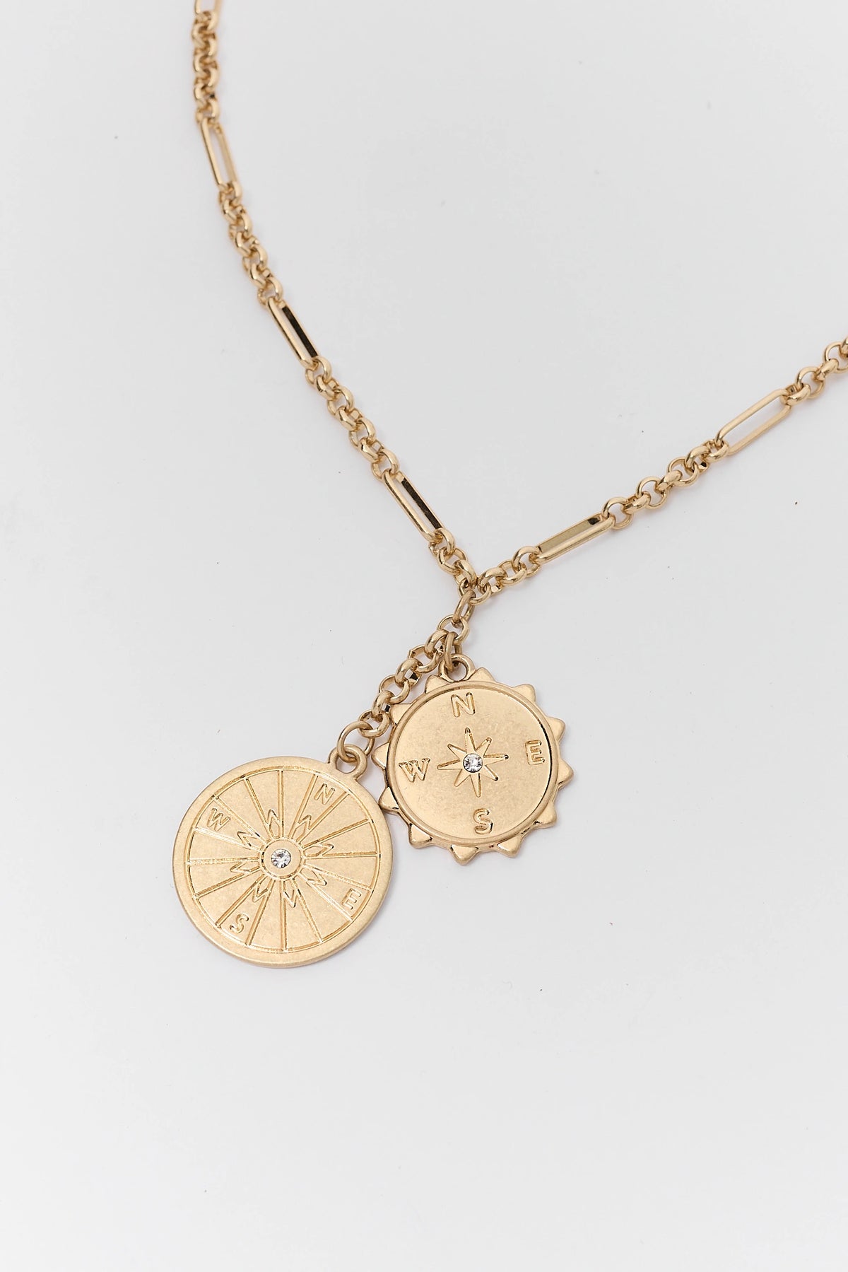Gold Compass Charm Necklace
