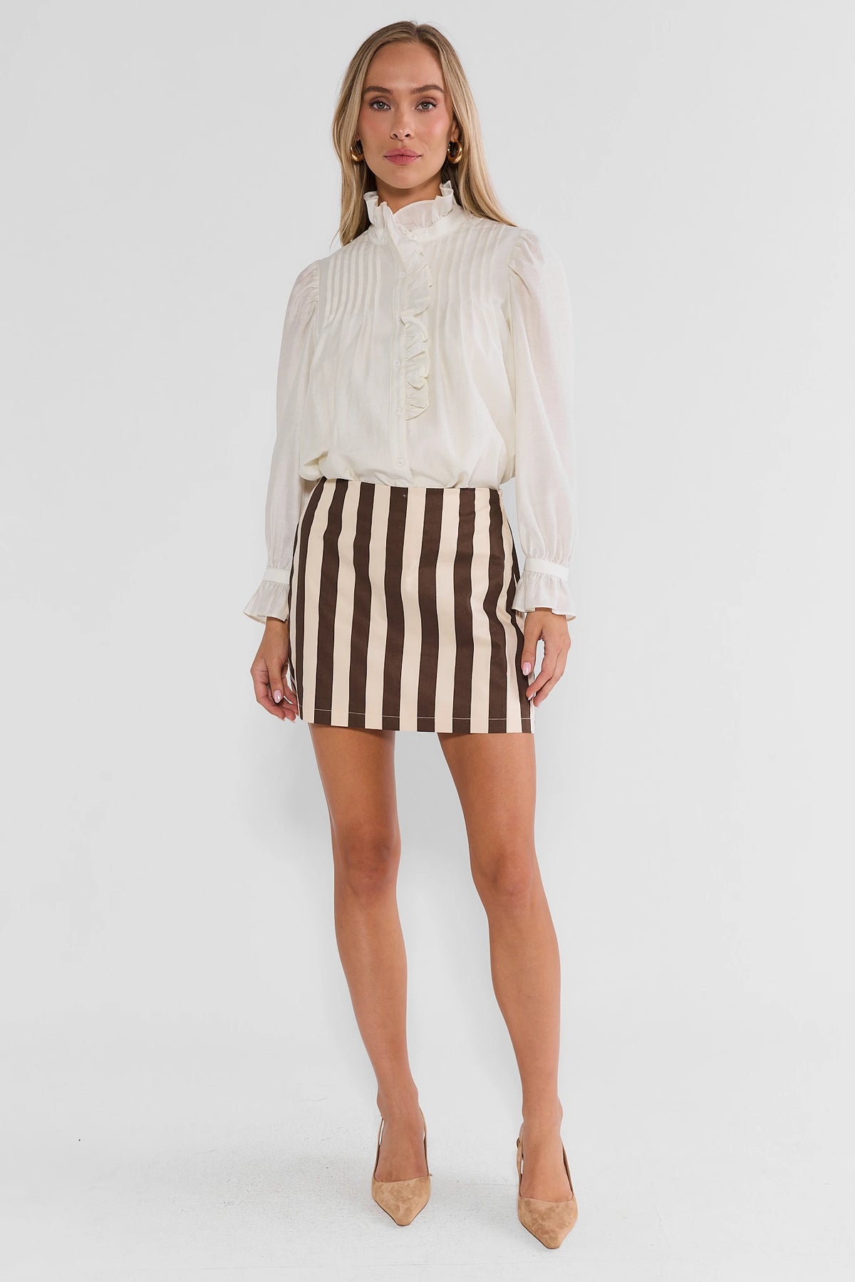 Brown Striped Skirt