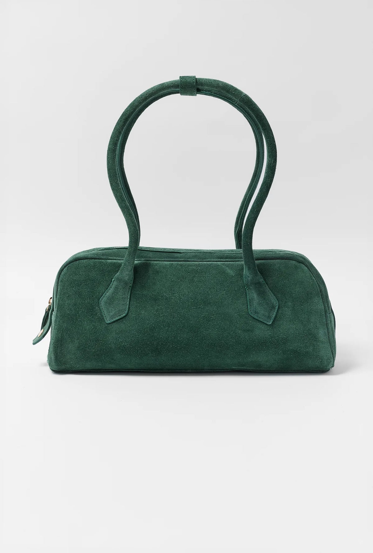 Green Suede Long Handle Shoulder Bag