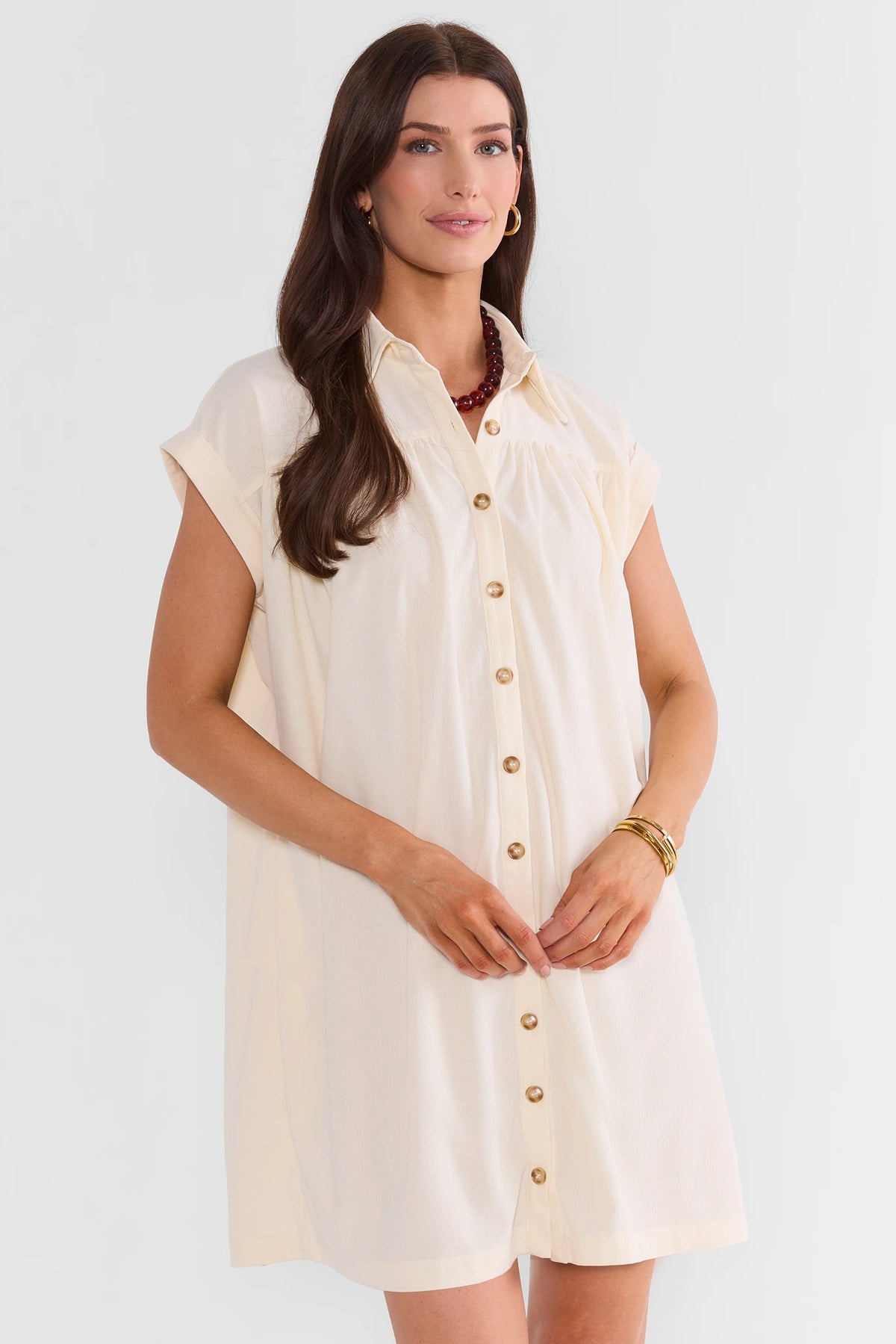 Ivory Corduroy Short Dress