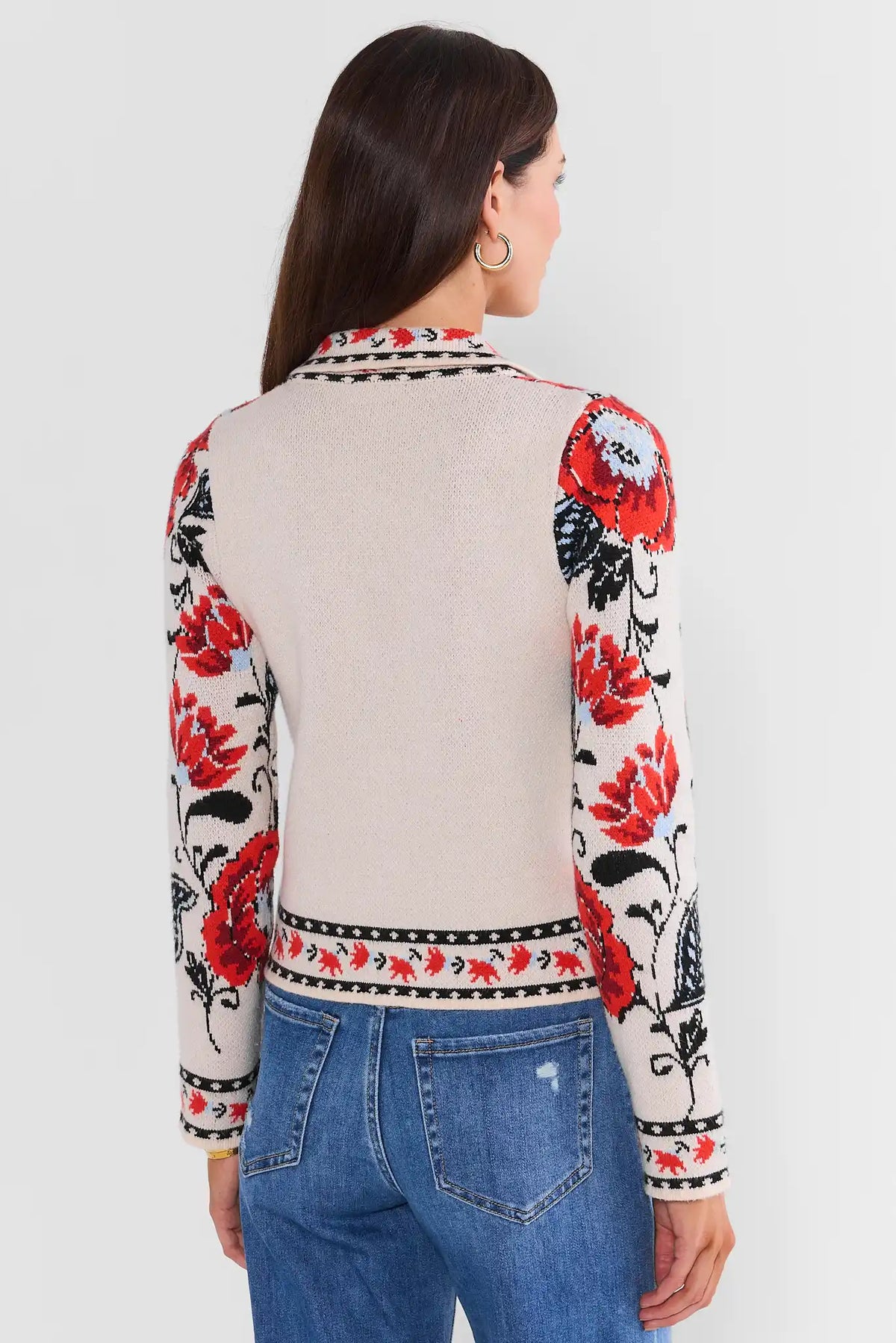 Cream Printed Cardigan by THML
