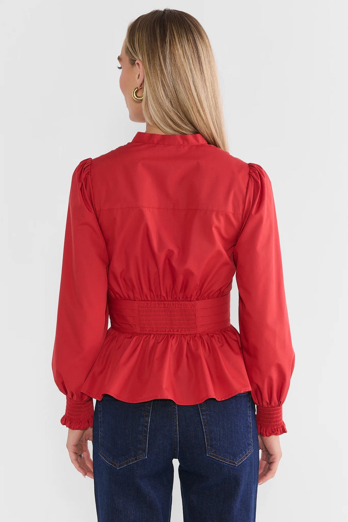 Betty Red Long Sleeve Tie Waist Top