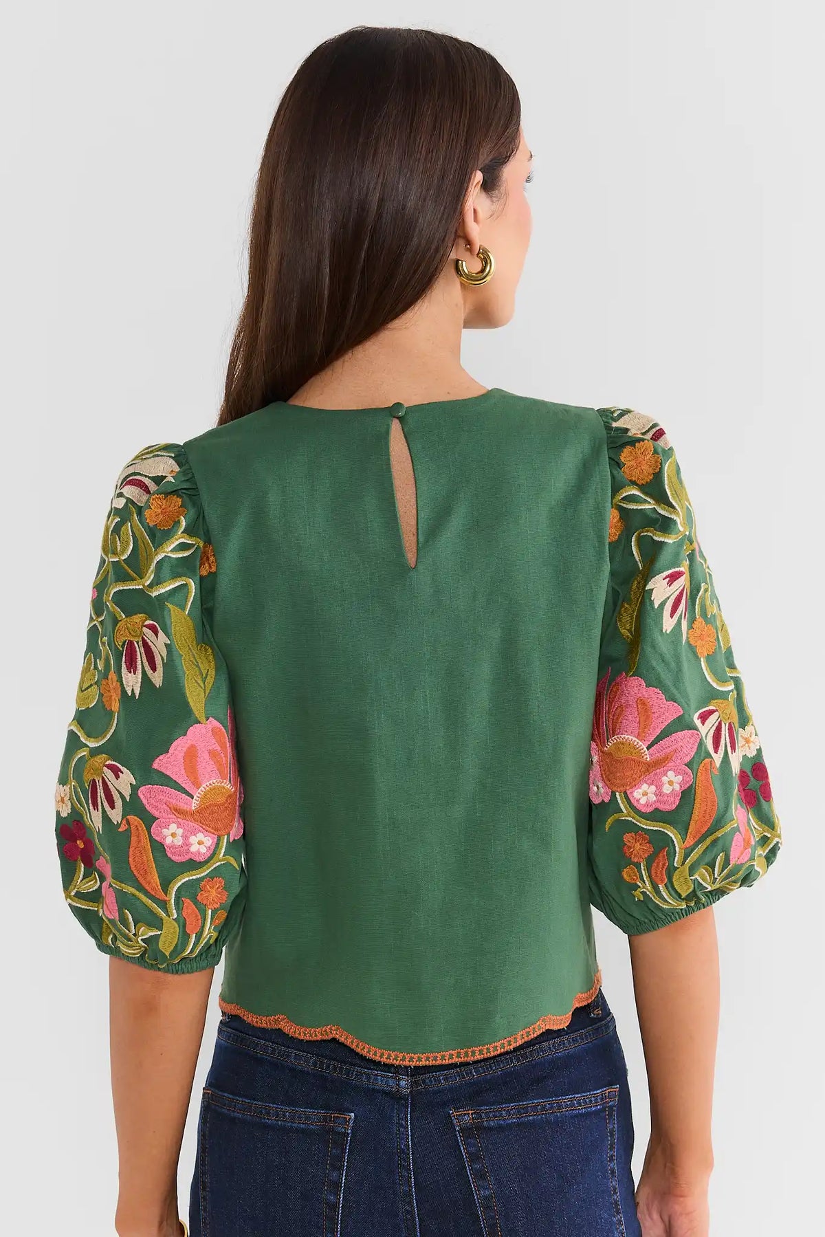 Sadie Green Embroidered Top by THML