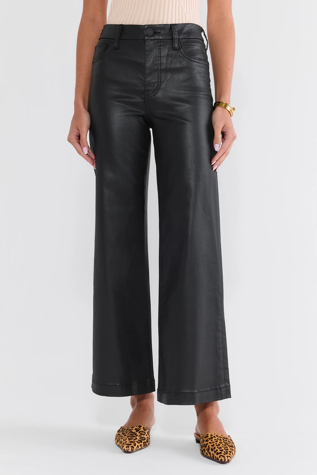 Meg Black Wax Coated Jeans by KUT