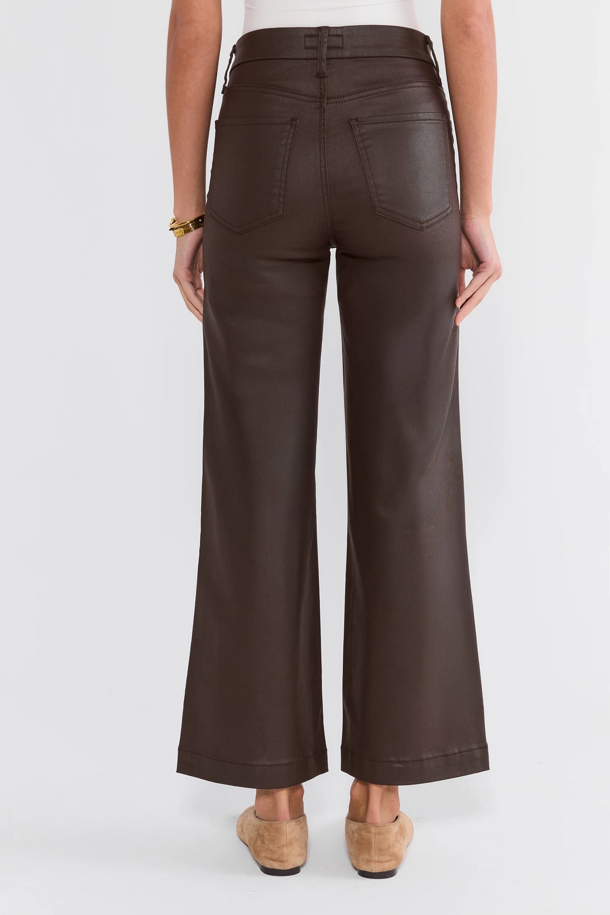 Meg Brown Wax Coated Jeans by KUT