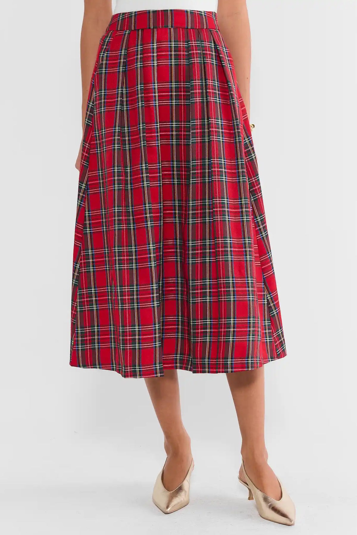 Faith Red Plaid Midi Skirt