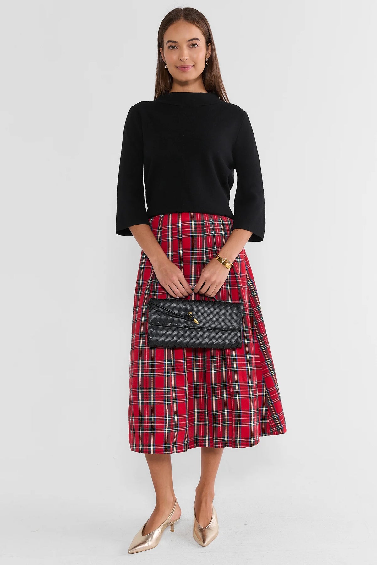 Faith Red Plaid Midi Skirt