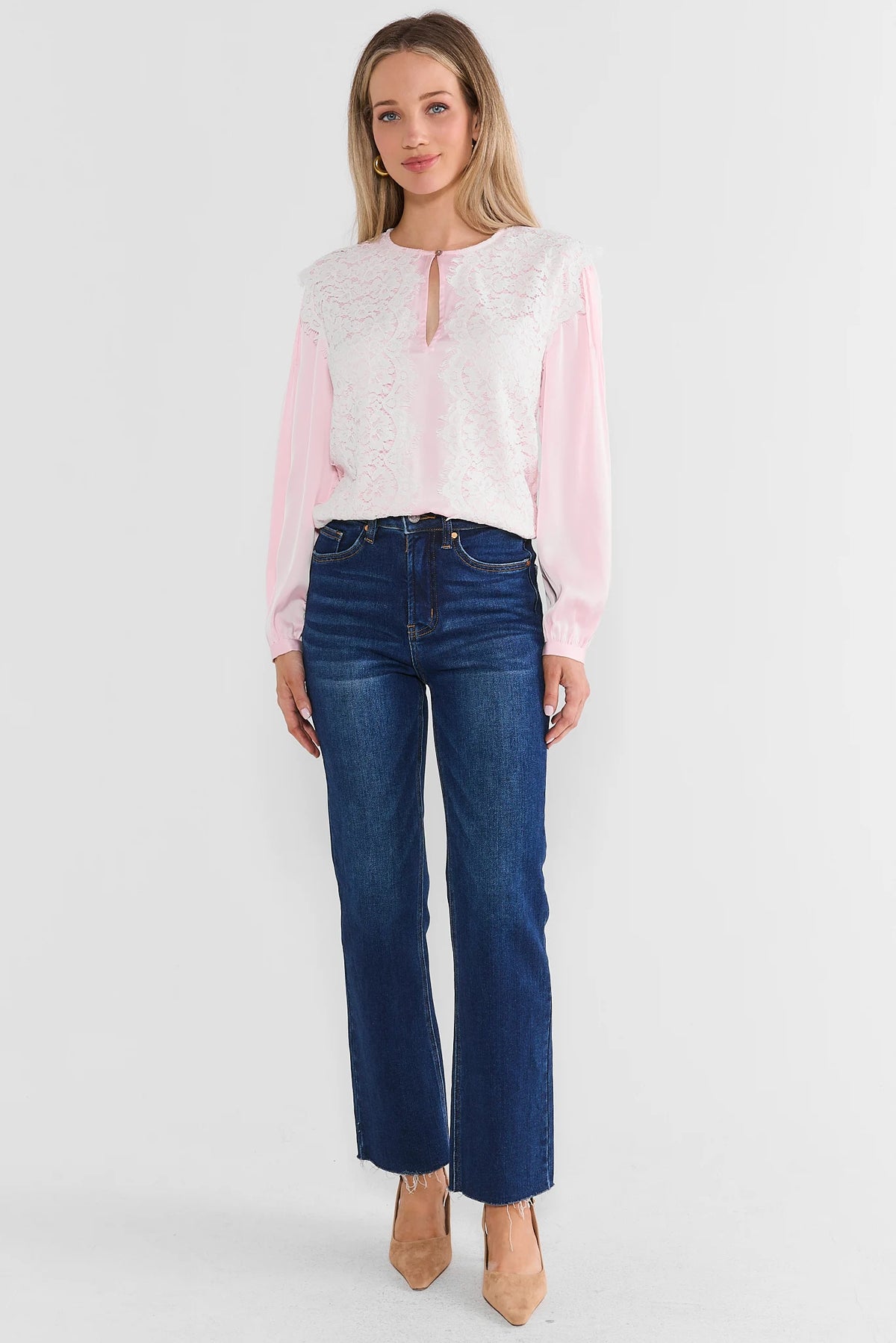 Pink Lace Overlay Top
