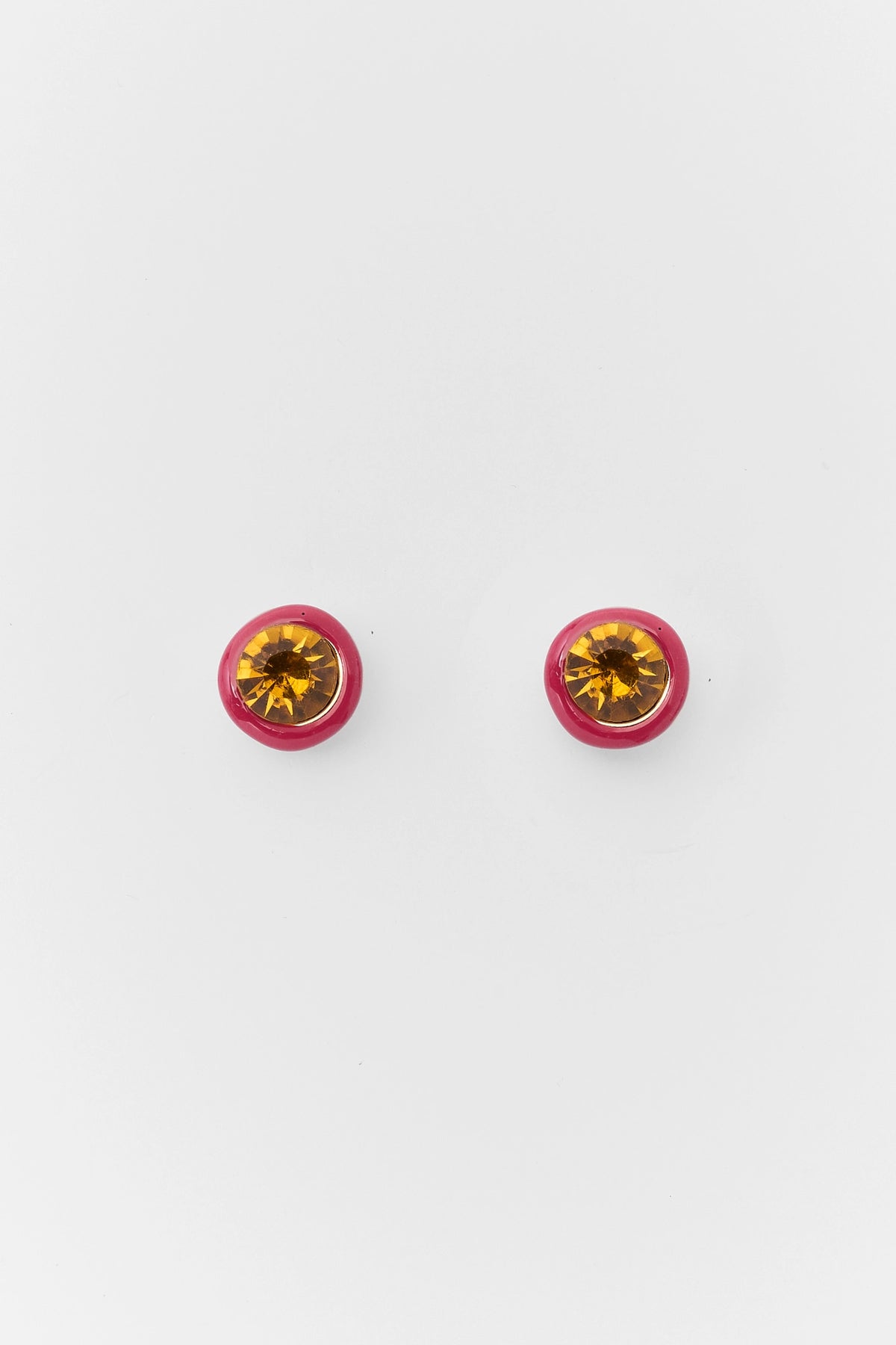 Pink Circle Stone Stud Earrings