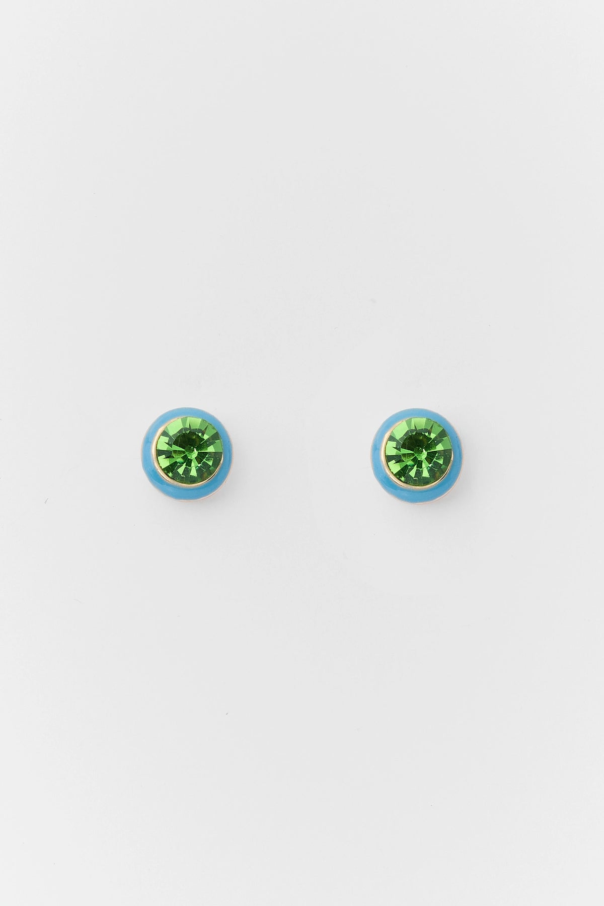 Blue Circle Stone Stud Earrings