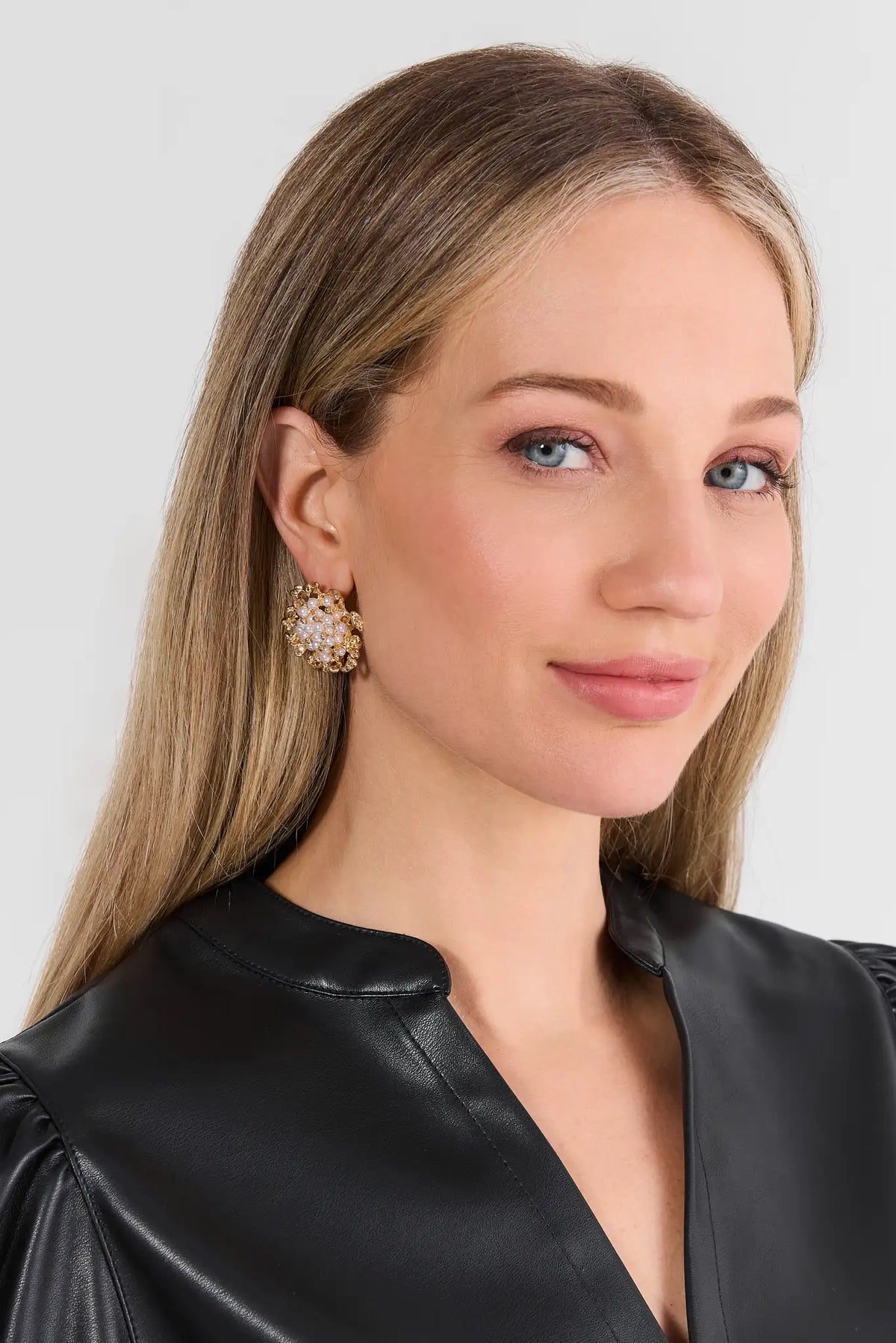 Gold Pearl Cluster Stud Earring