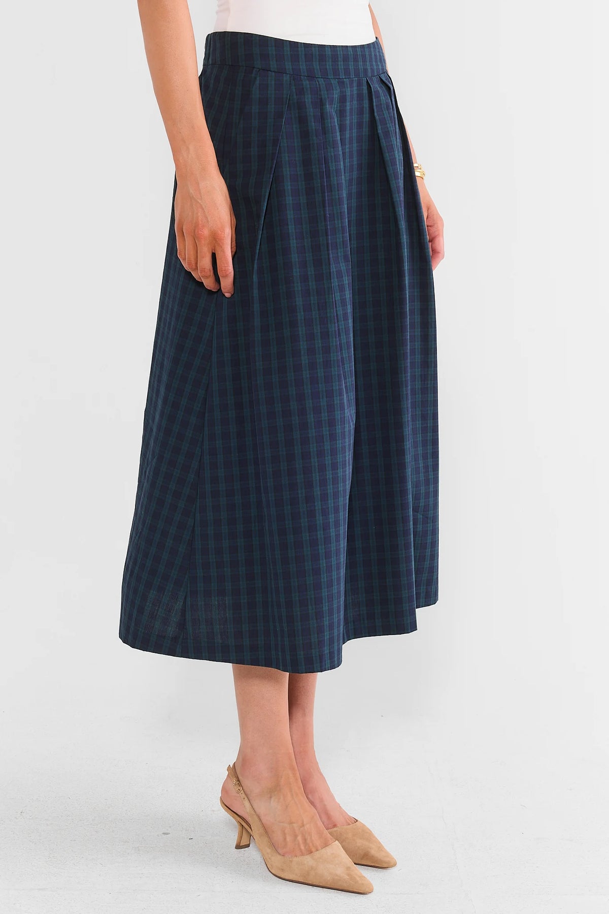 Faith Navy Plaid Midi Skirt