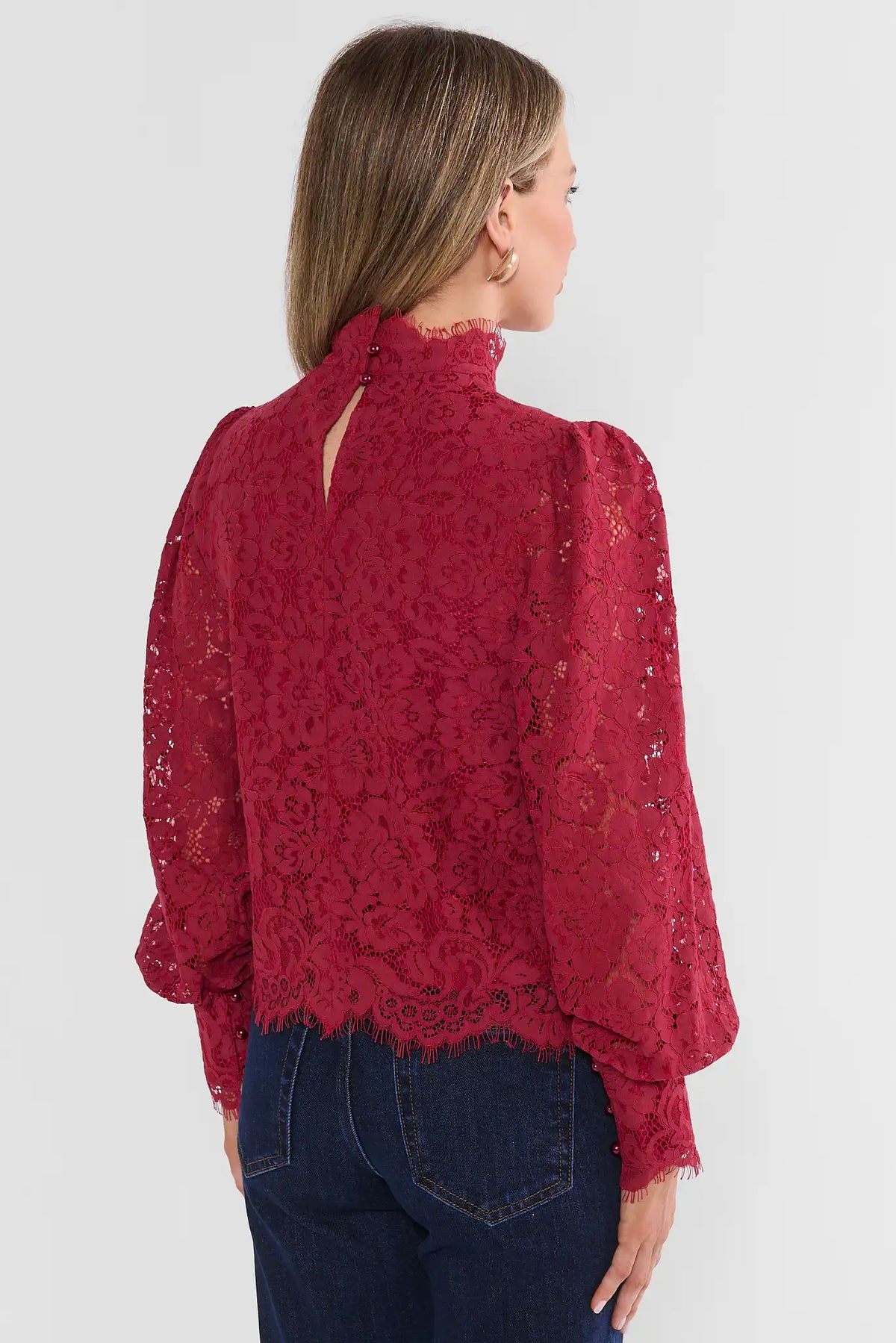 Gloria Maroon Lace Overlay Top
