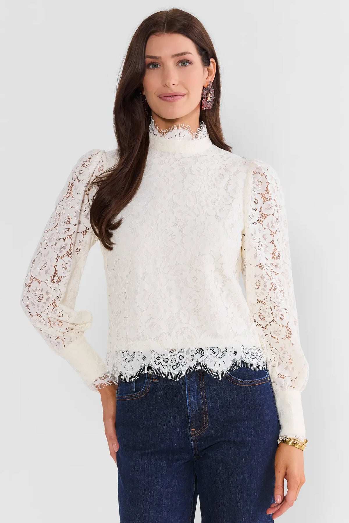Gloria Ivory Lace Overlay Top