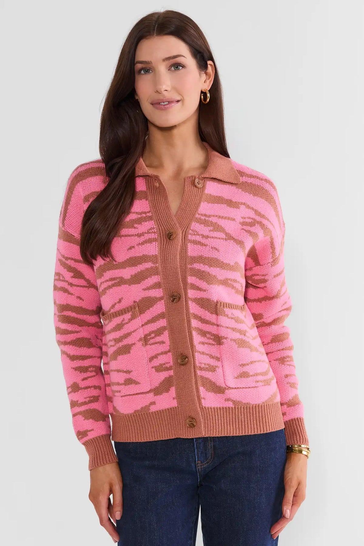 Pink Animal Print Cardigan