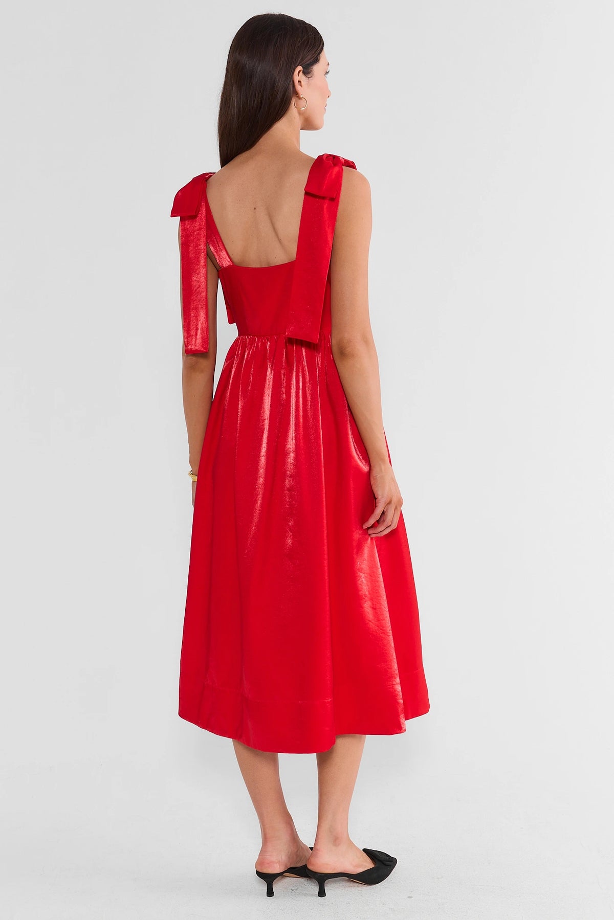 Scarlet Red Bow Detail Midi Dress