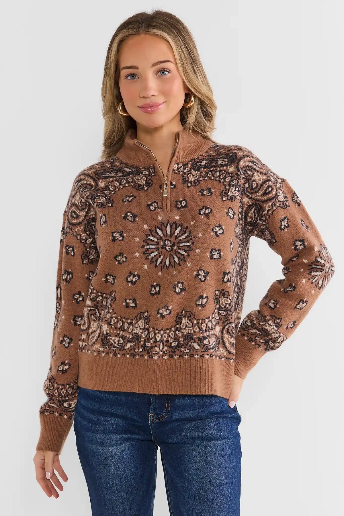 Nancy Brown Bandana Print Sweater