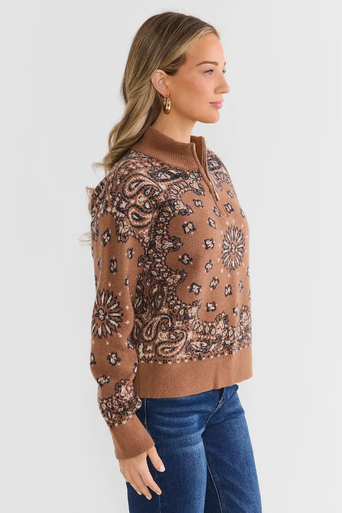 Nancy Brown Bandana Print Sweater