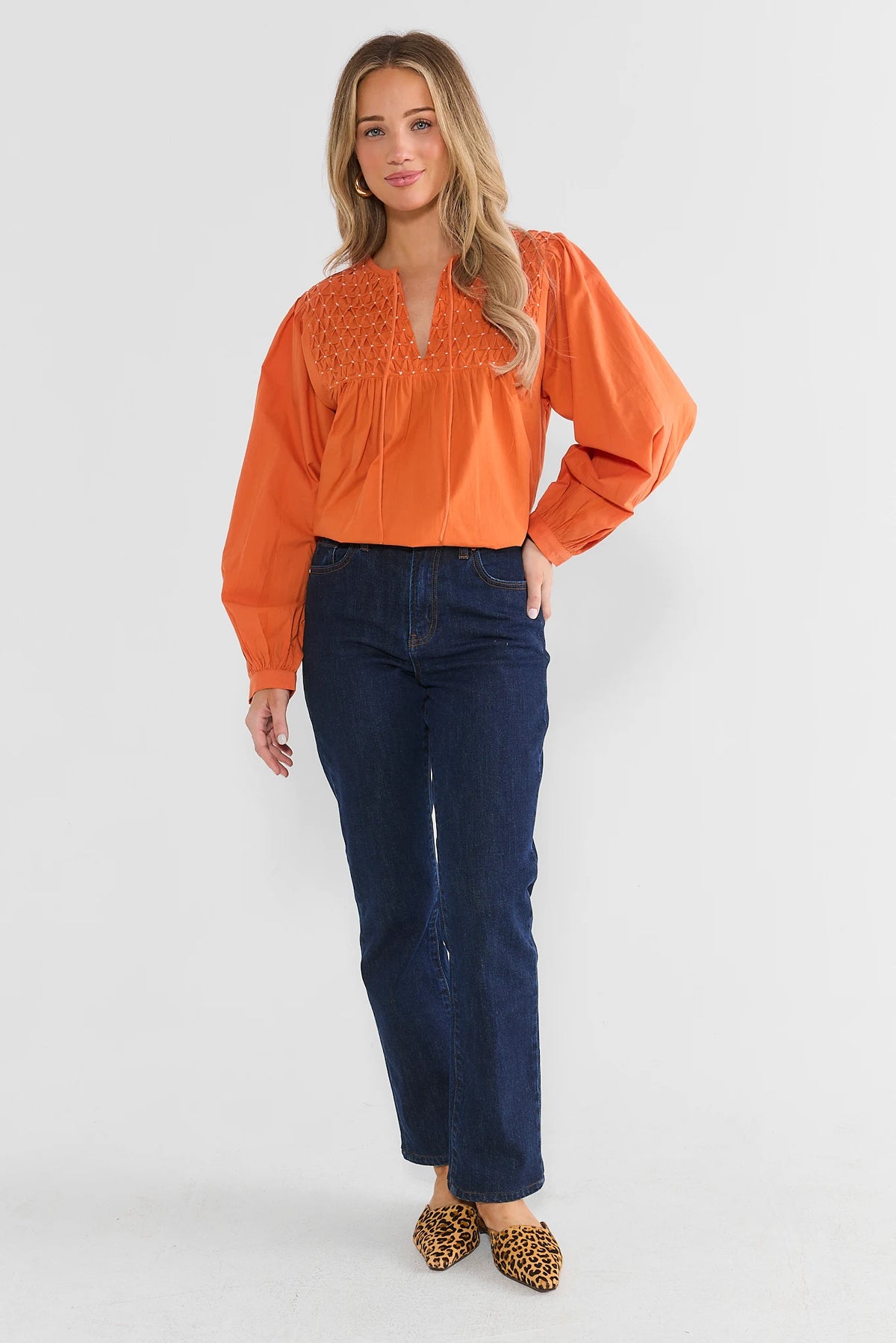 Orange Textured Top by THML
