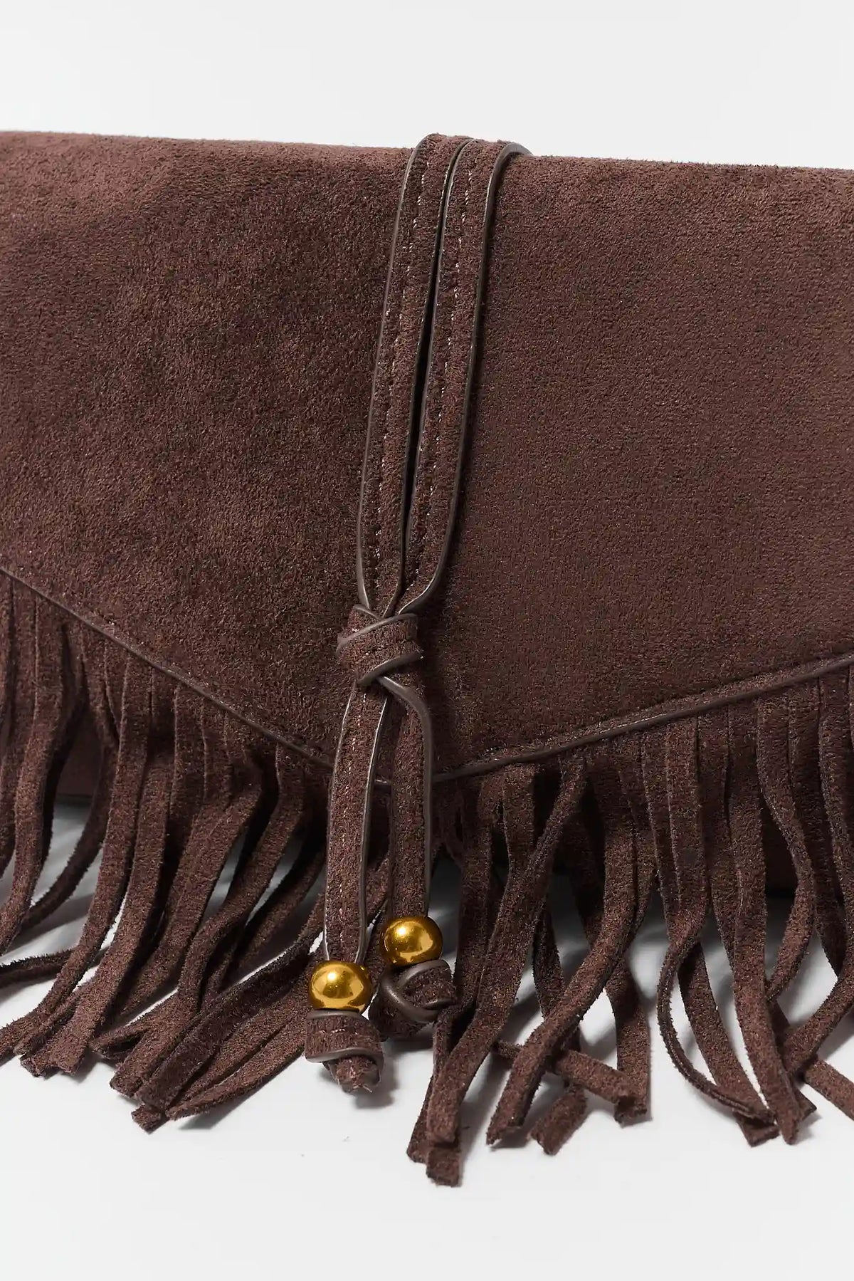 Brown Fringe Detail Crossbody Bag