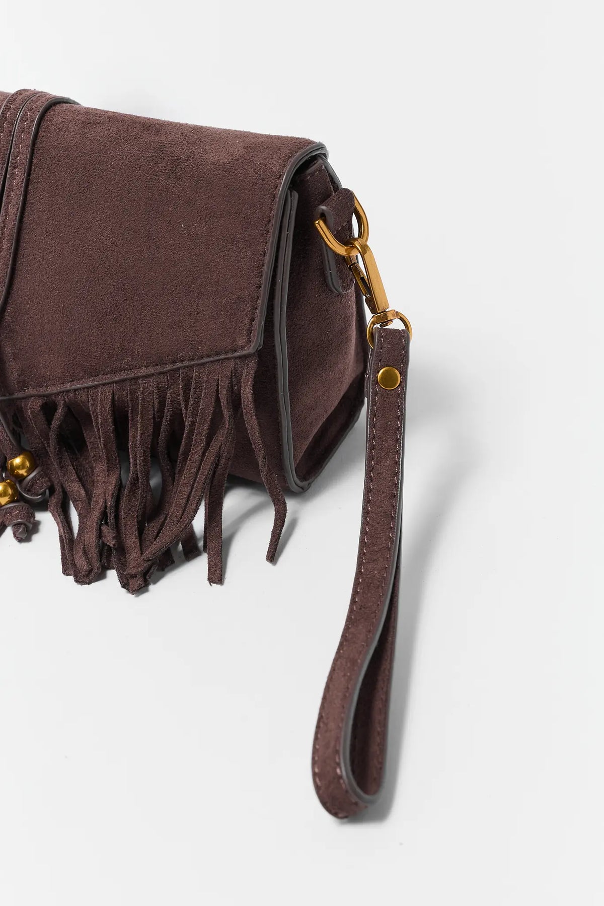 Brown Fringe Detail Crossbody Bag