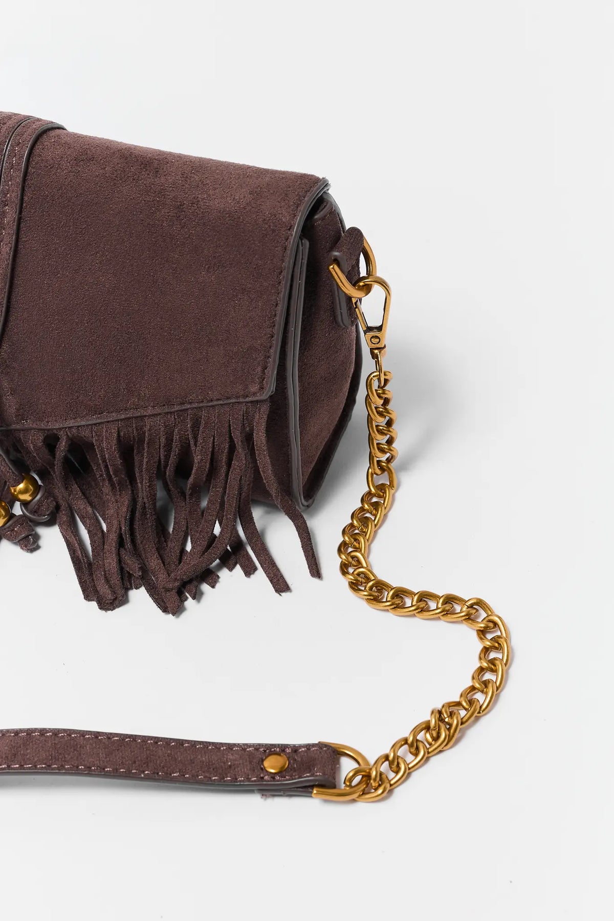 Brown Fringe Detail Crossbody Bag