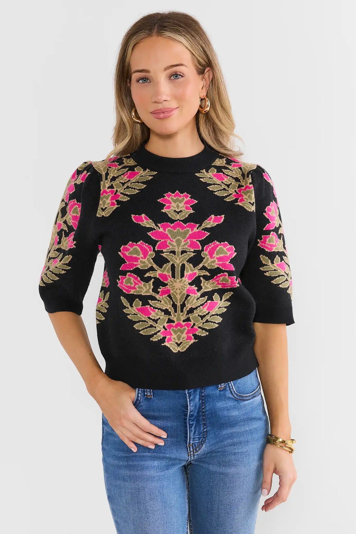 Black Floral Sweater by THML