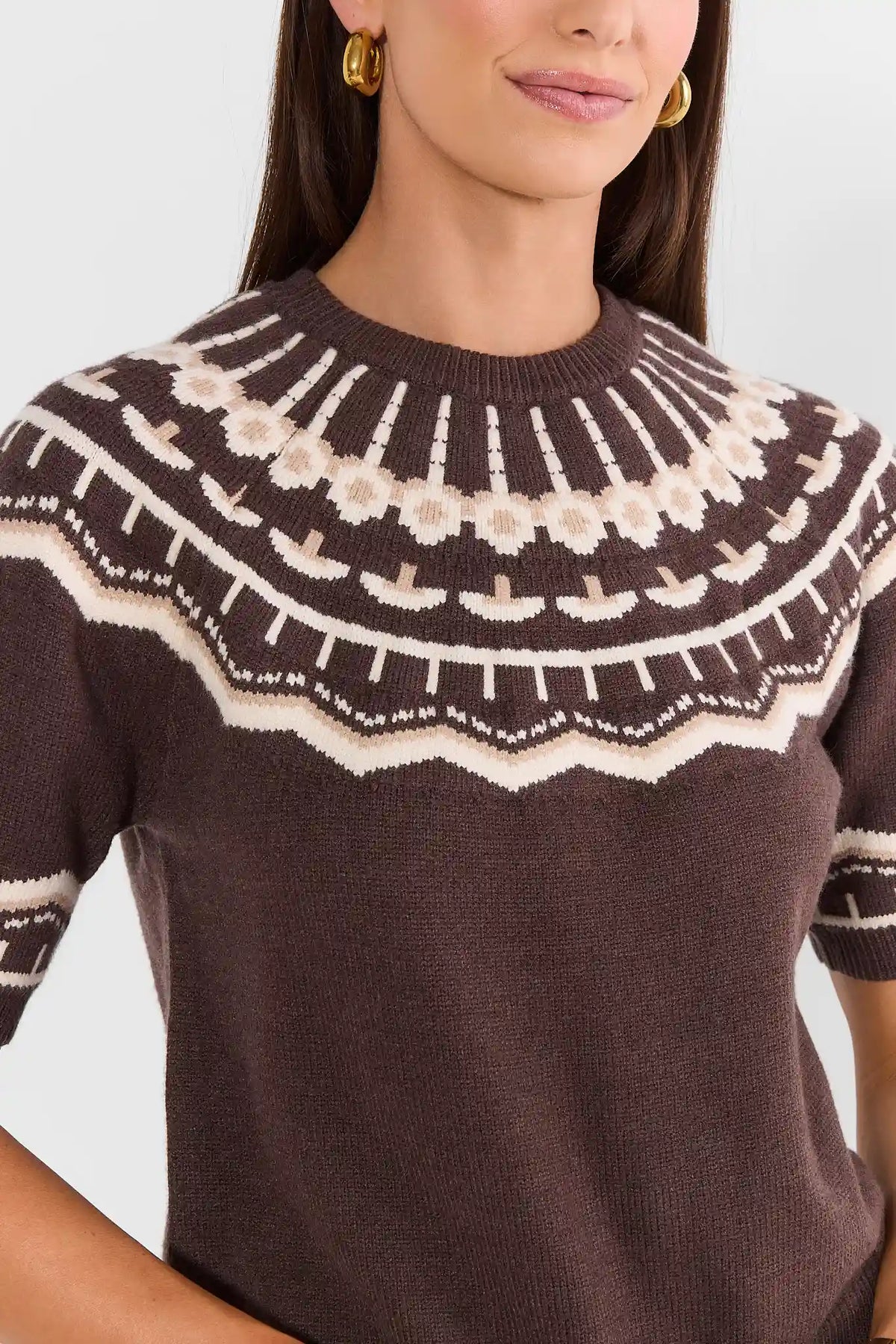 Lana Brown Fair Isle Knit Top by THML