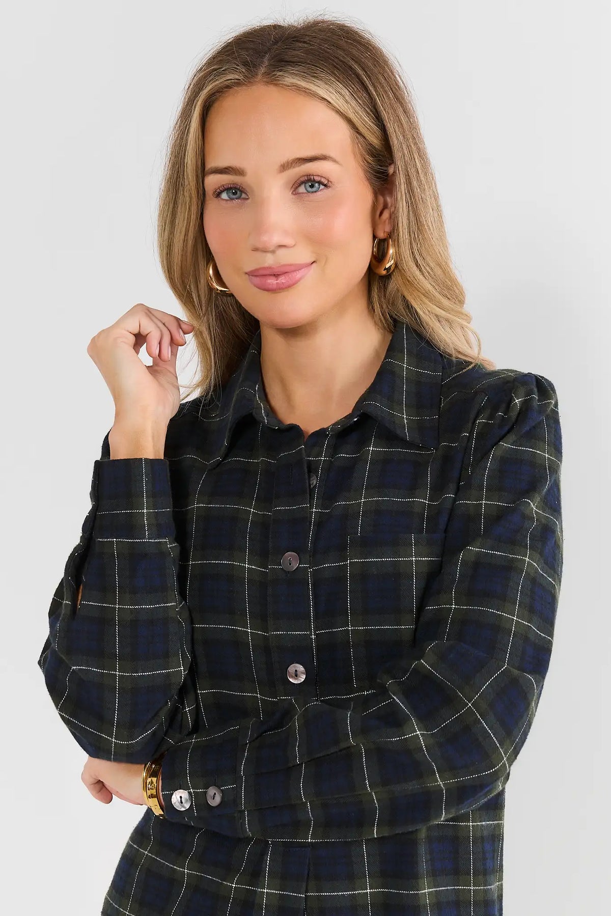 Meagan Navy Plaid Drop Waist Dress