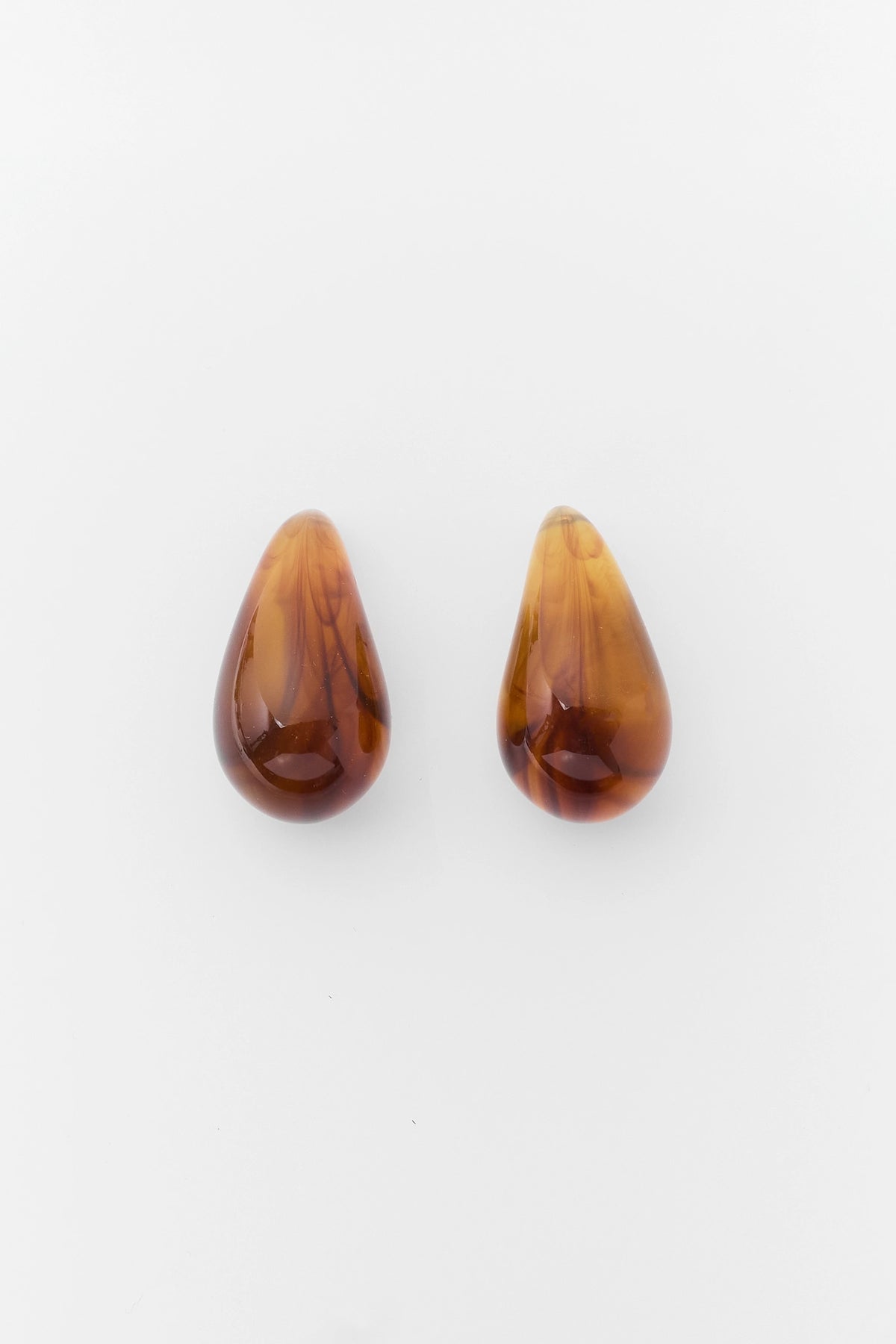 Brown Tortoise Teardrop Stud Earrings