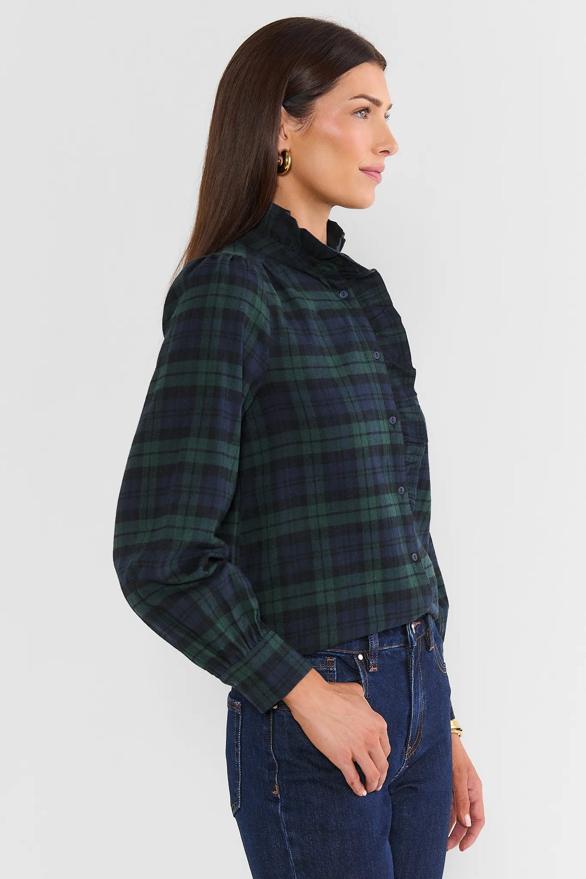 Jessa Black Watch Plaid Top