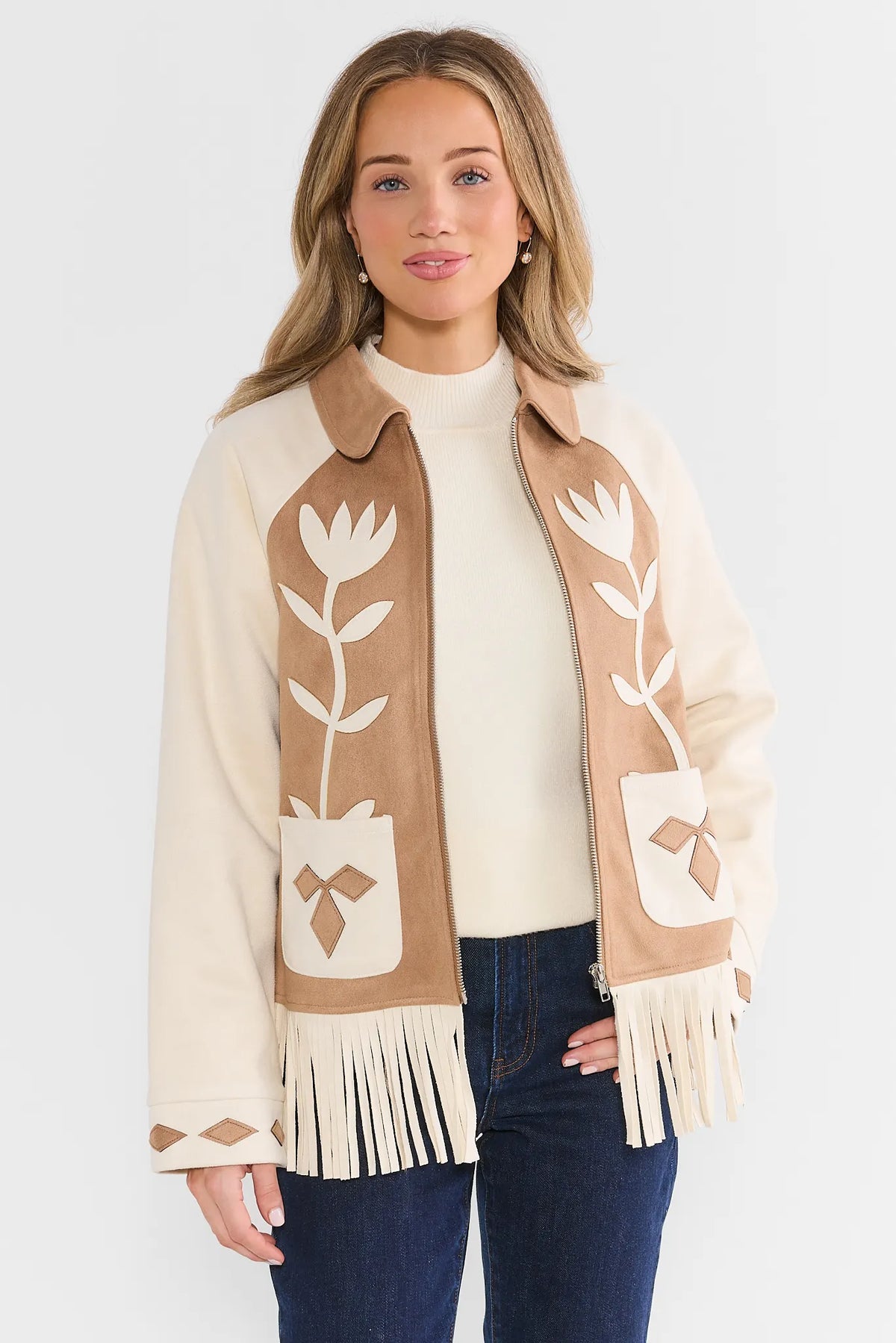Faux Suede Fringe Jacket
