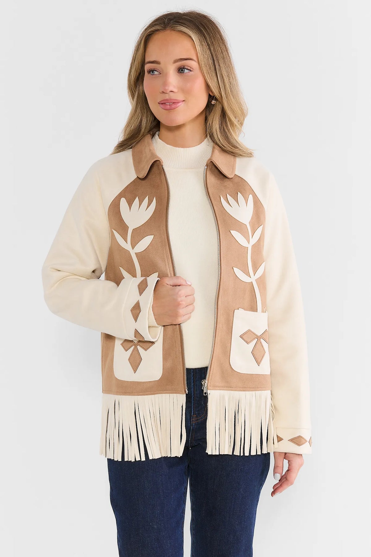 Faux Suede Fringe Jacket