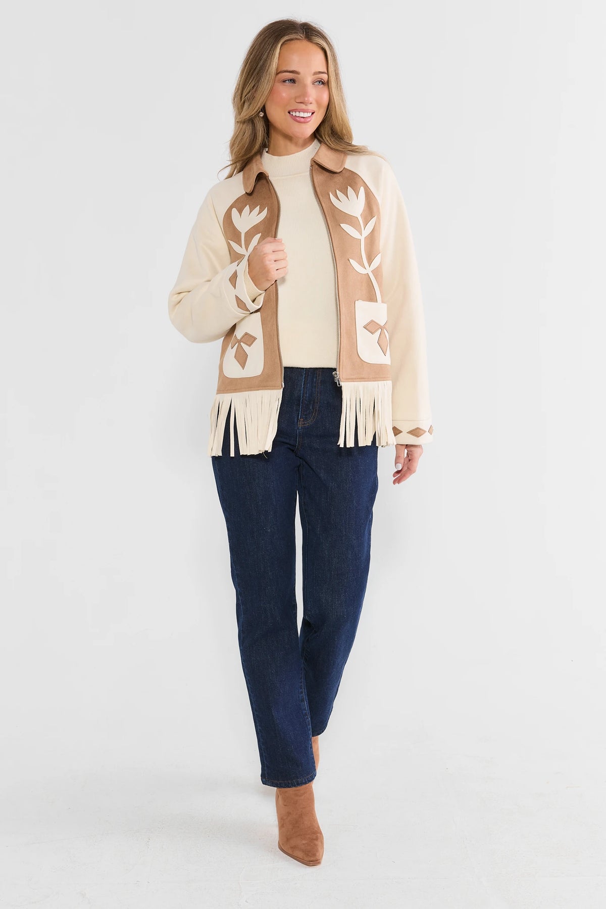 Faux Suede Fringe Jacket