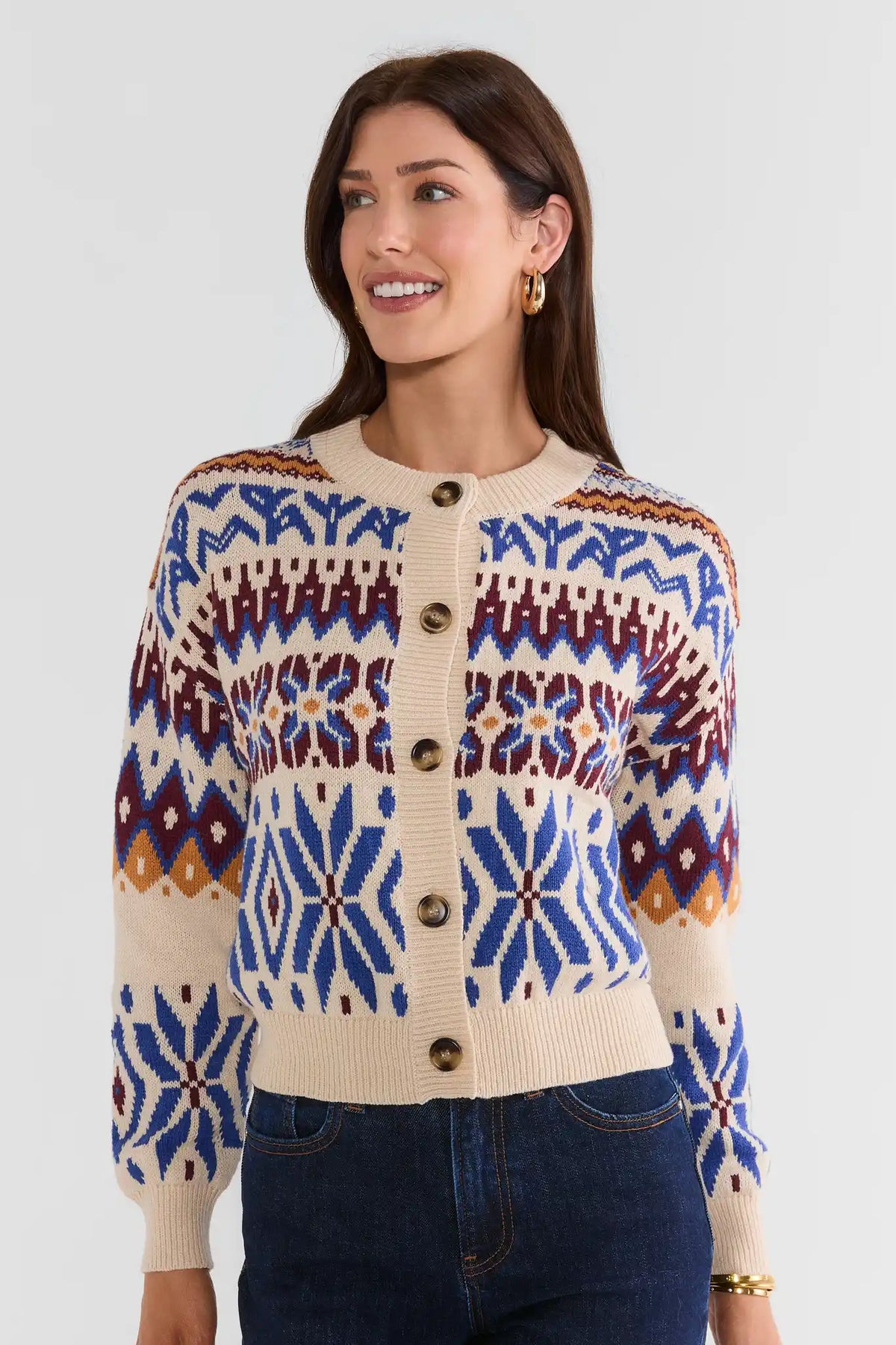 Katie Cream Multi Fair Isle Cardigan