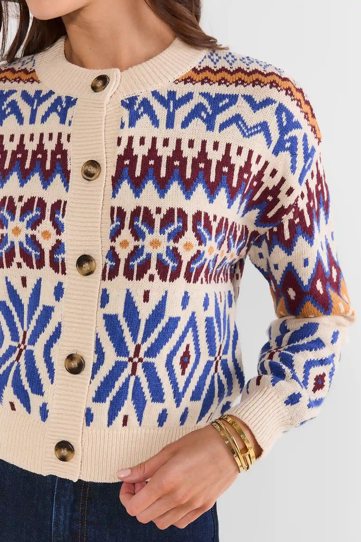 Katie Cream Multi Fair Isle Cardigan