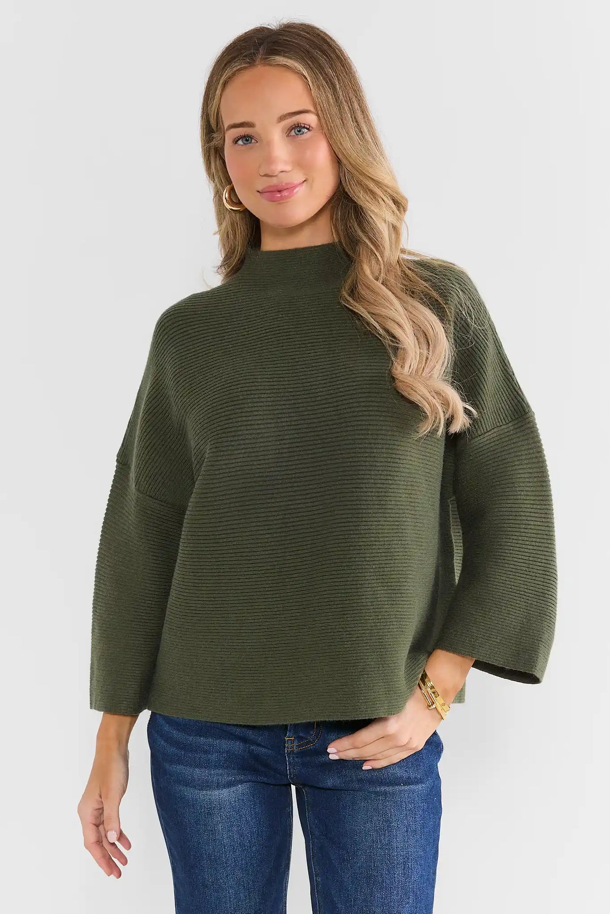 Olive Mock Neck Sweater