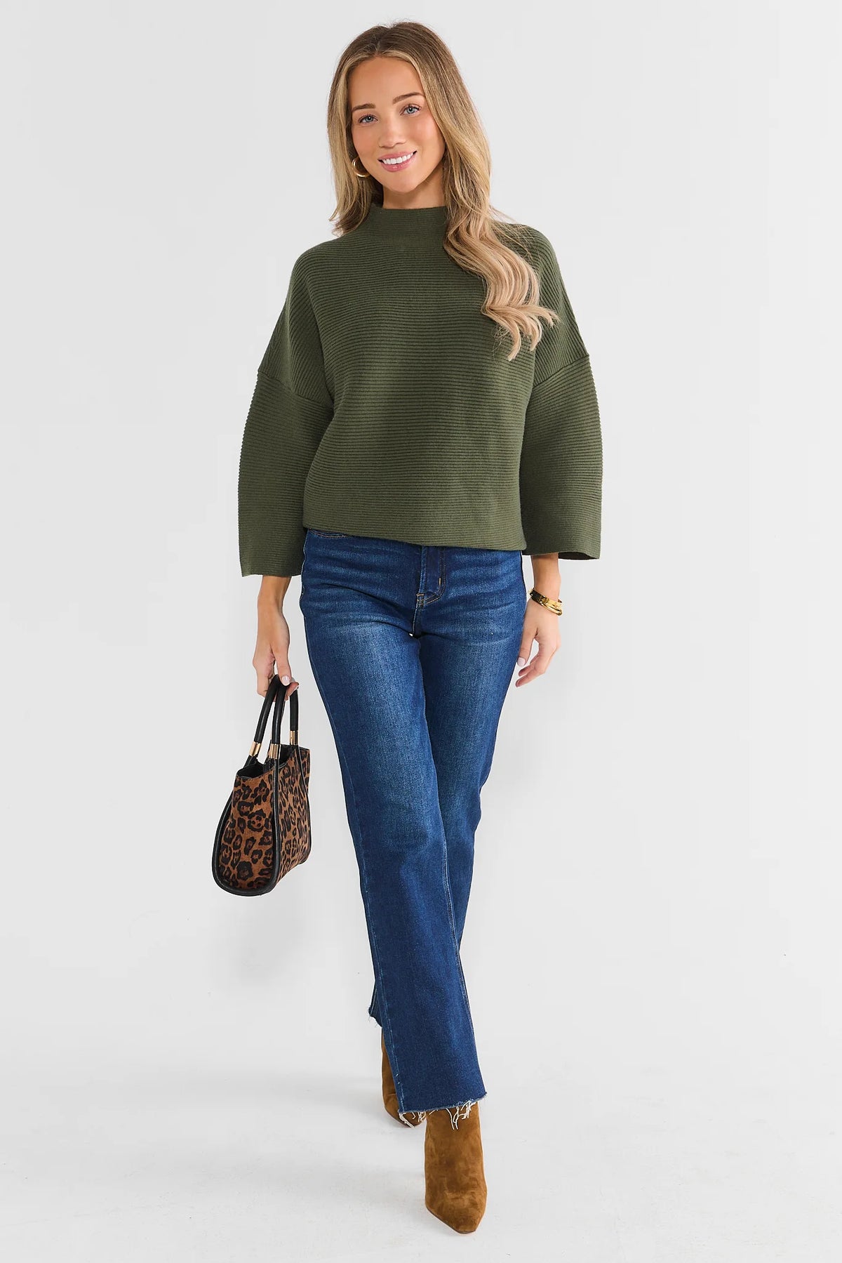 Olive Mock Neck Sweater