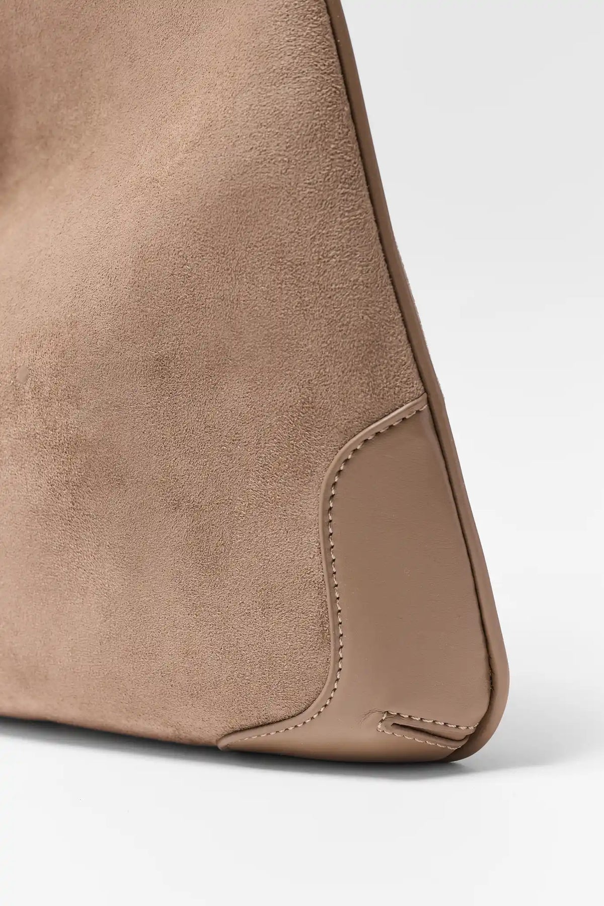 Taupe Faux Suede Shoulder Bag