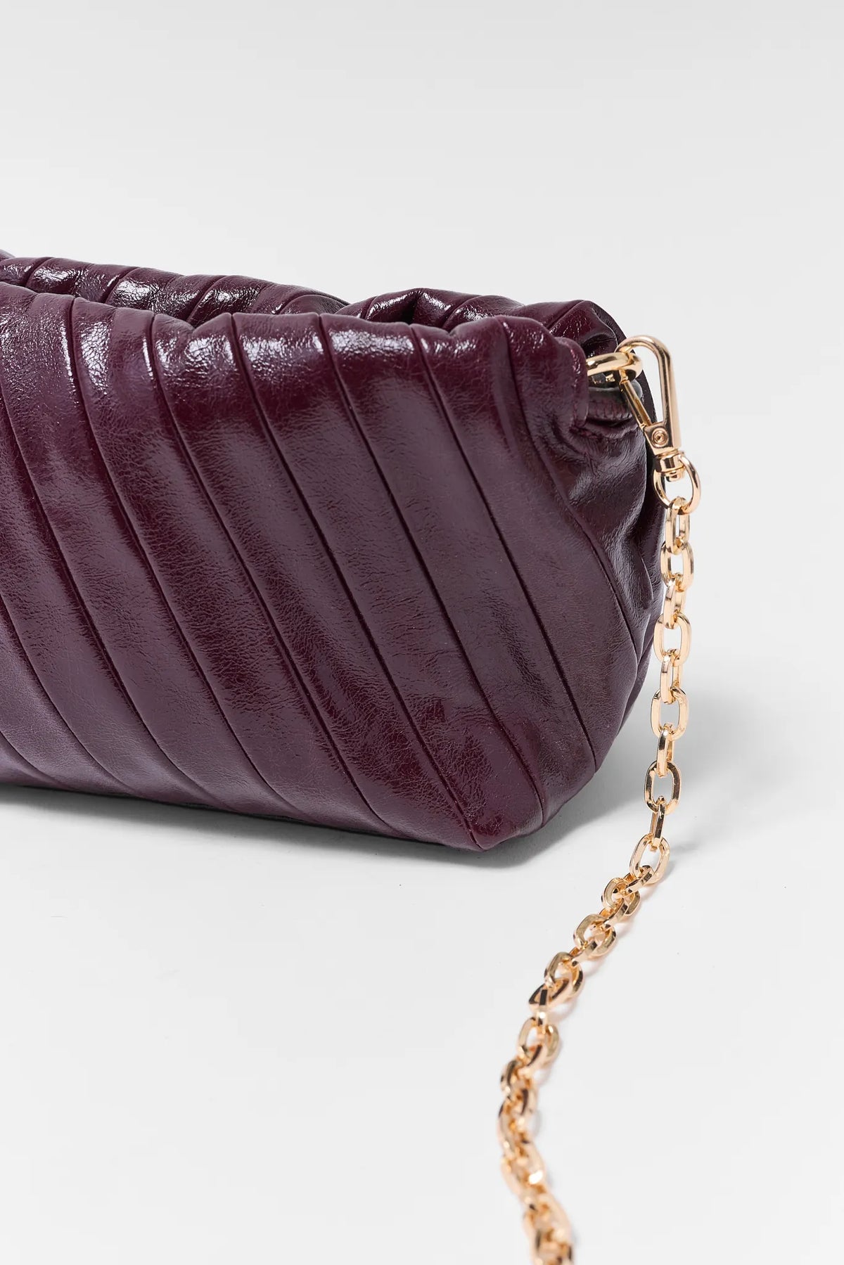 Burgundy Faux Leather Clutch Bag
