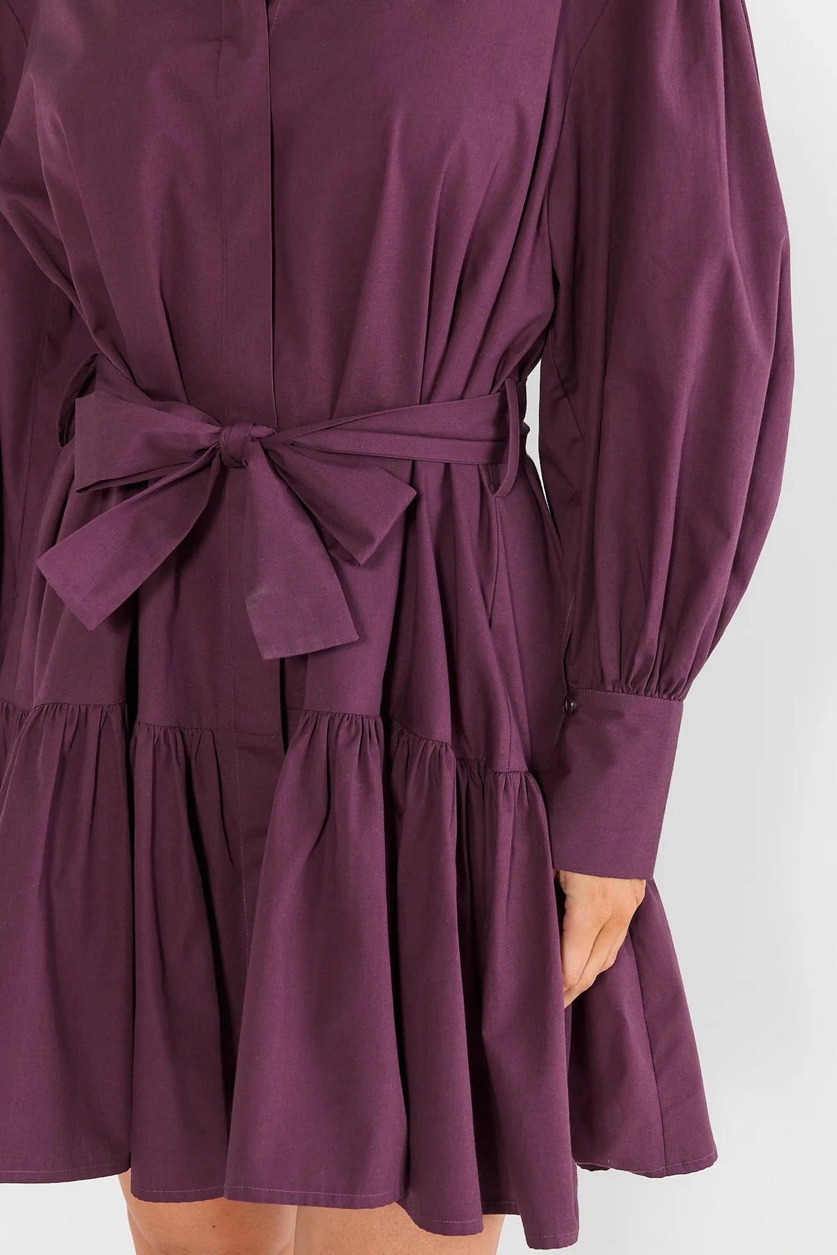 Purple Button Up Belted Short Dress