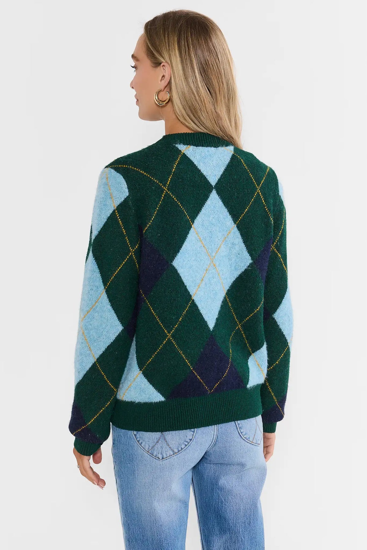 Green Argyle Knit Sweater