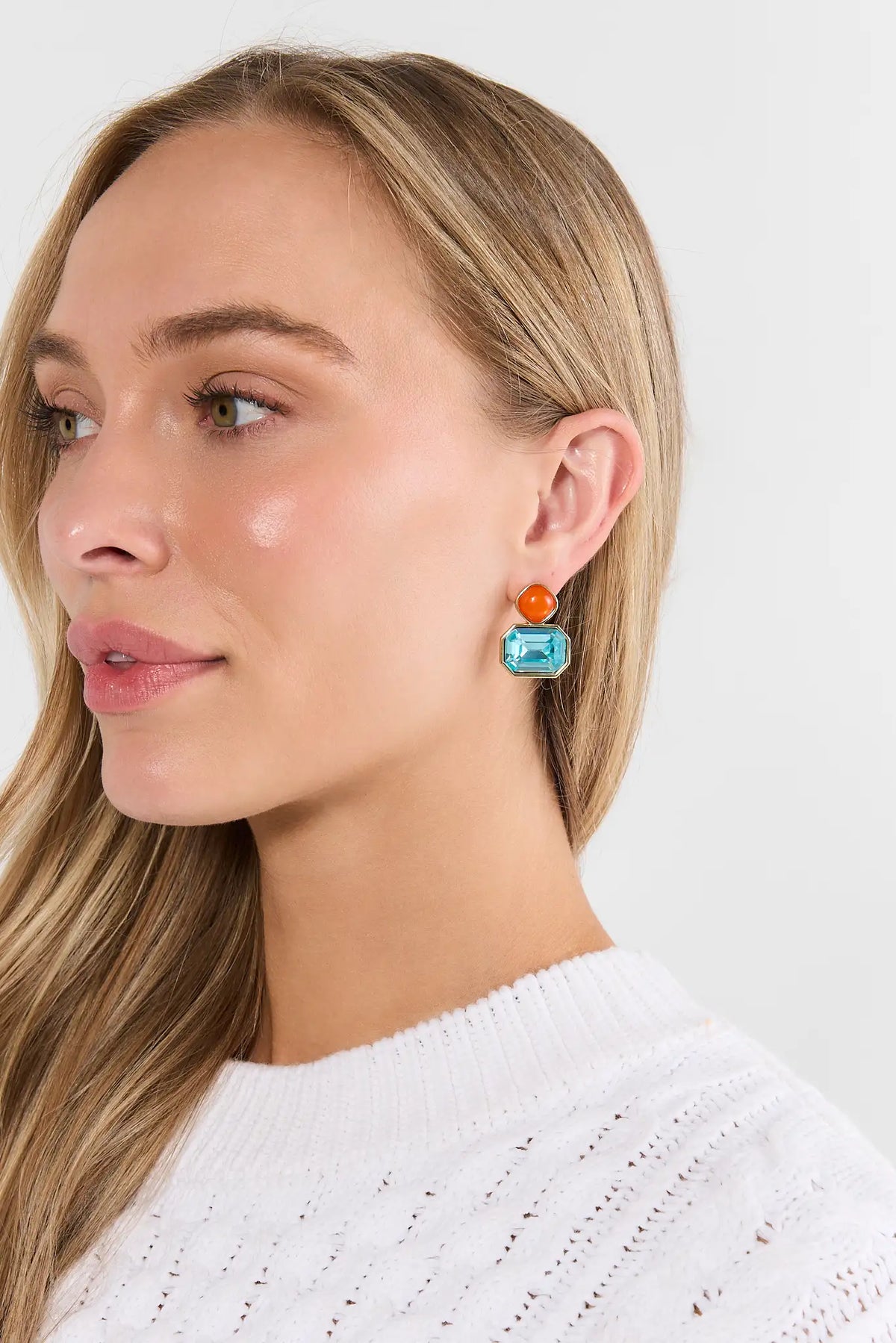 Blue Rhinestone Stacked Stud Earrings