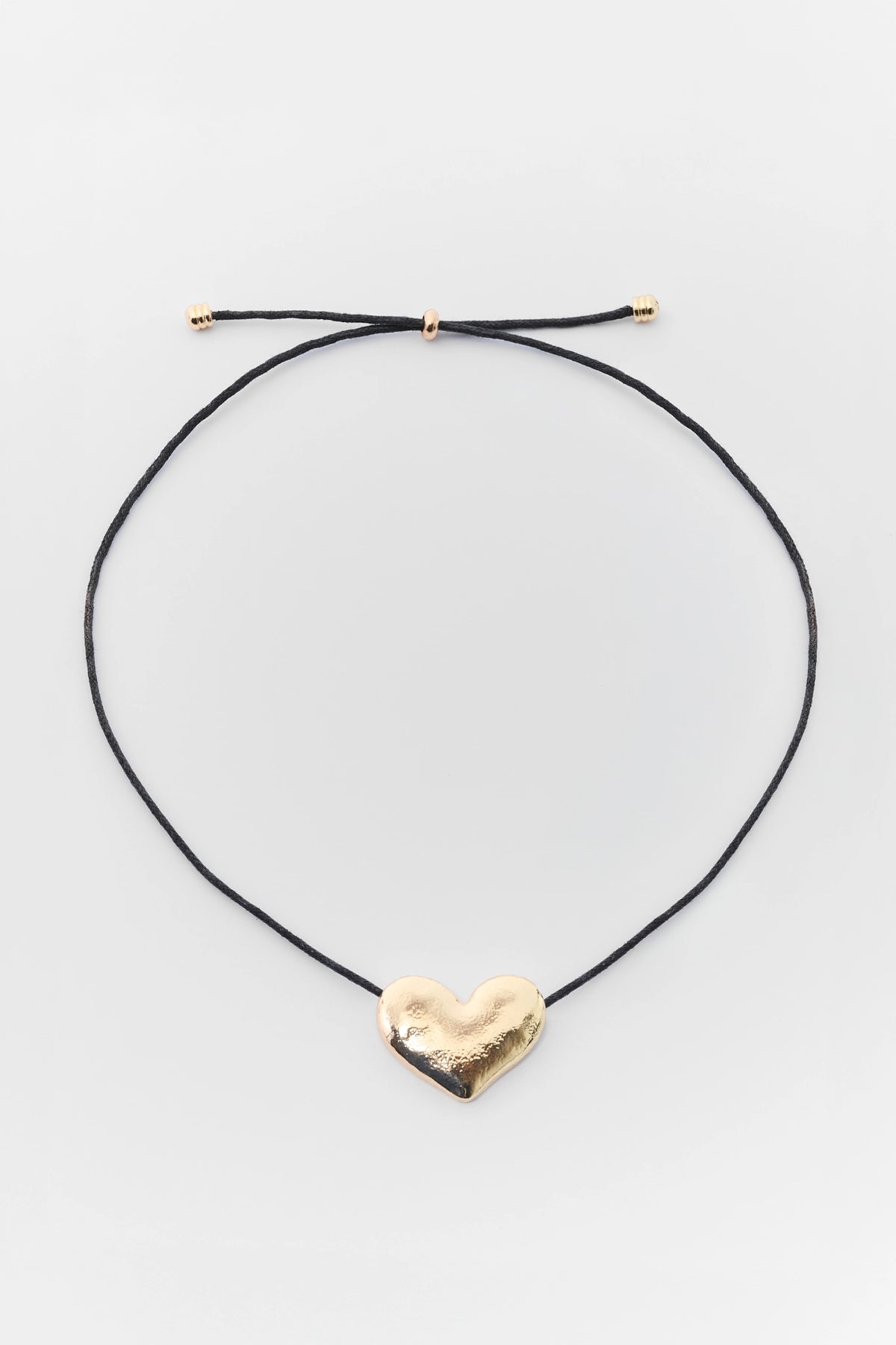 Gold Heart Charm Cord Necklace